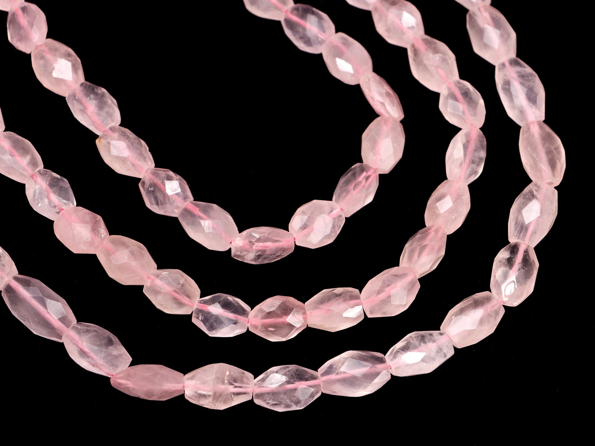 Pink Quartz Faceted Oval Beads, Rose Quartz Oval Beads, Pink Quartz Jewelry Making Gemstone Beads, 8 Inch Mala (SKU019)