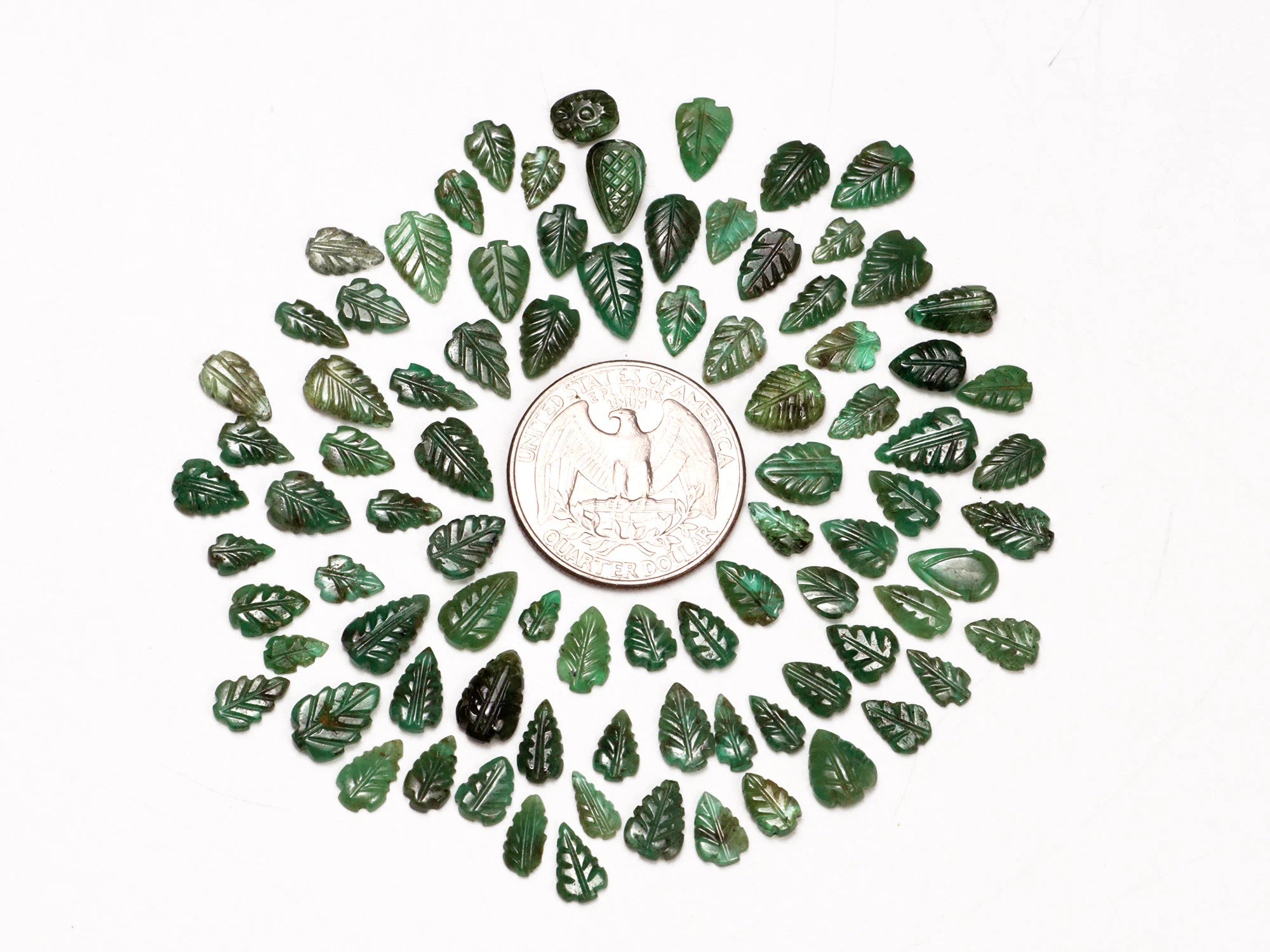 AA Quality Emerald Leaf Carving Gemstone Lot, SKU2094