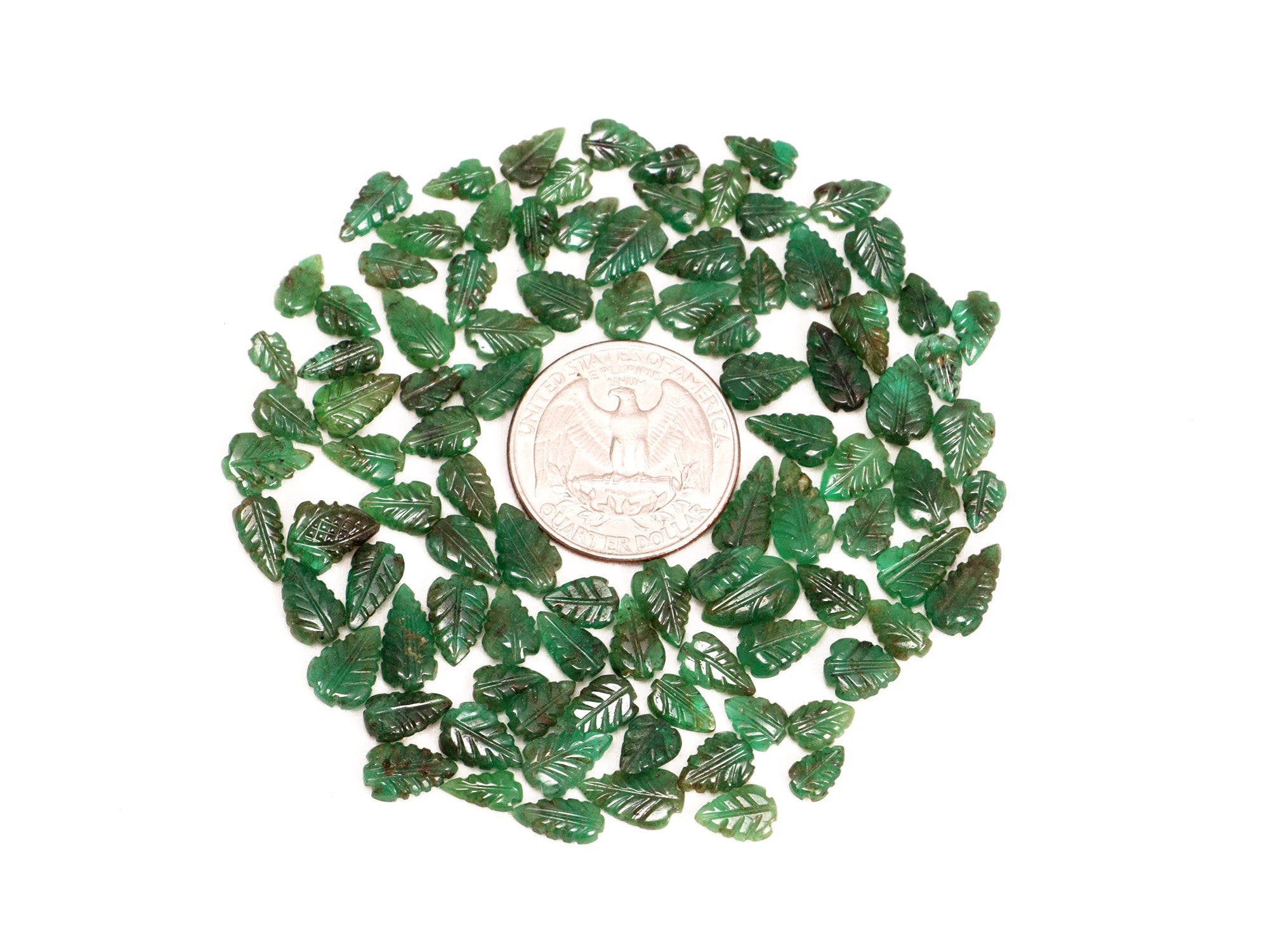 AA Quality Emerald Leaf Carving Gemstone Lot, SKU2095