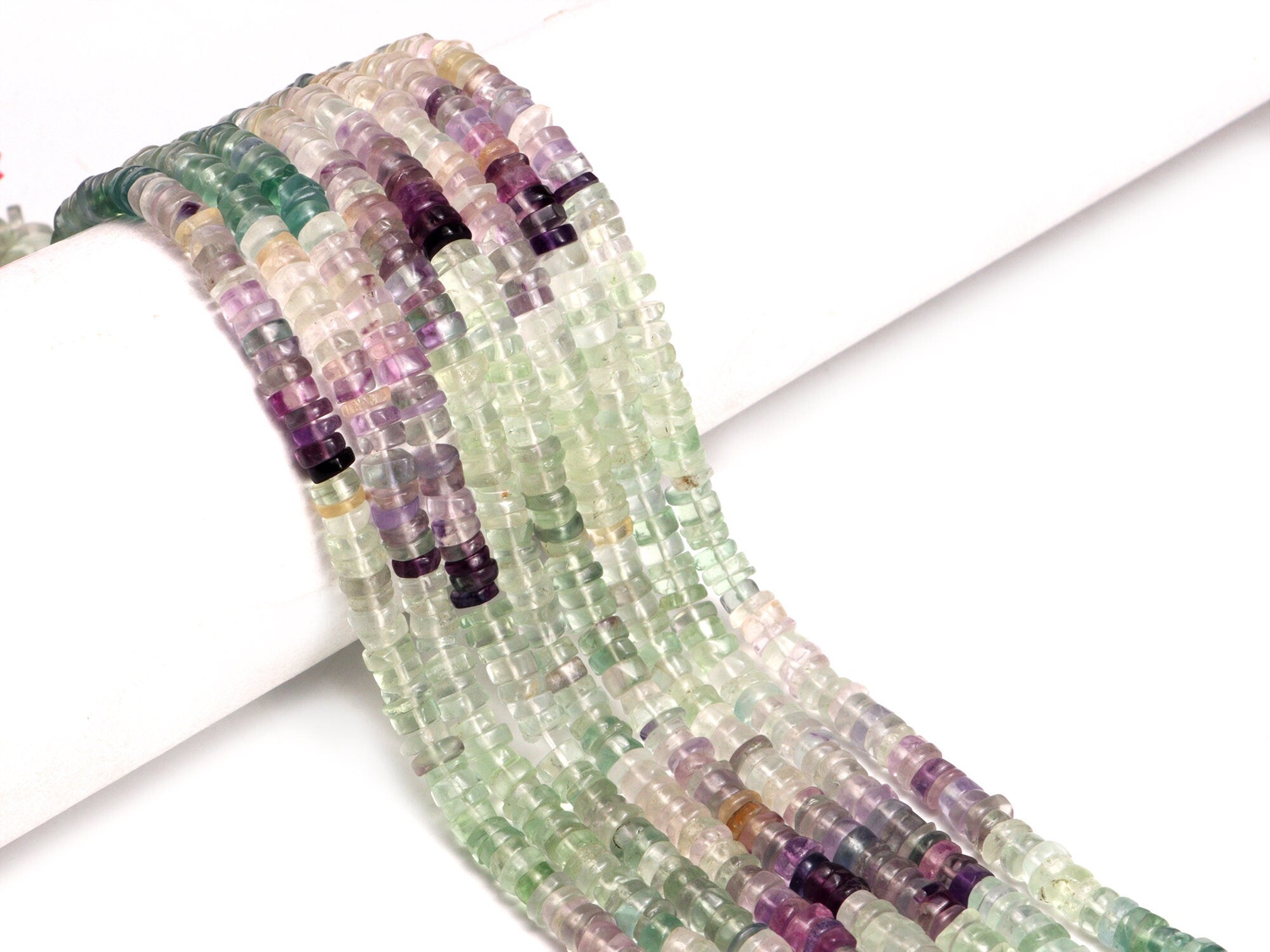 AA Quality Multi Fluorite Smooth Tyre Beads, SKU2084