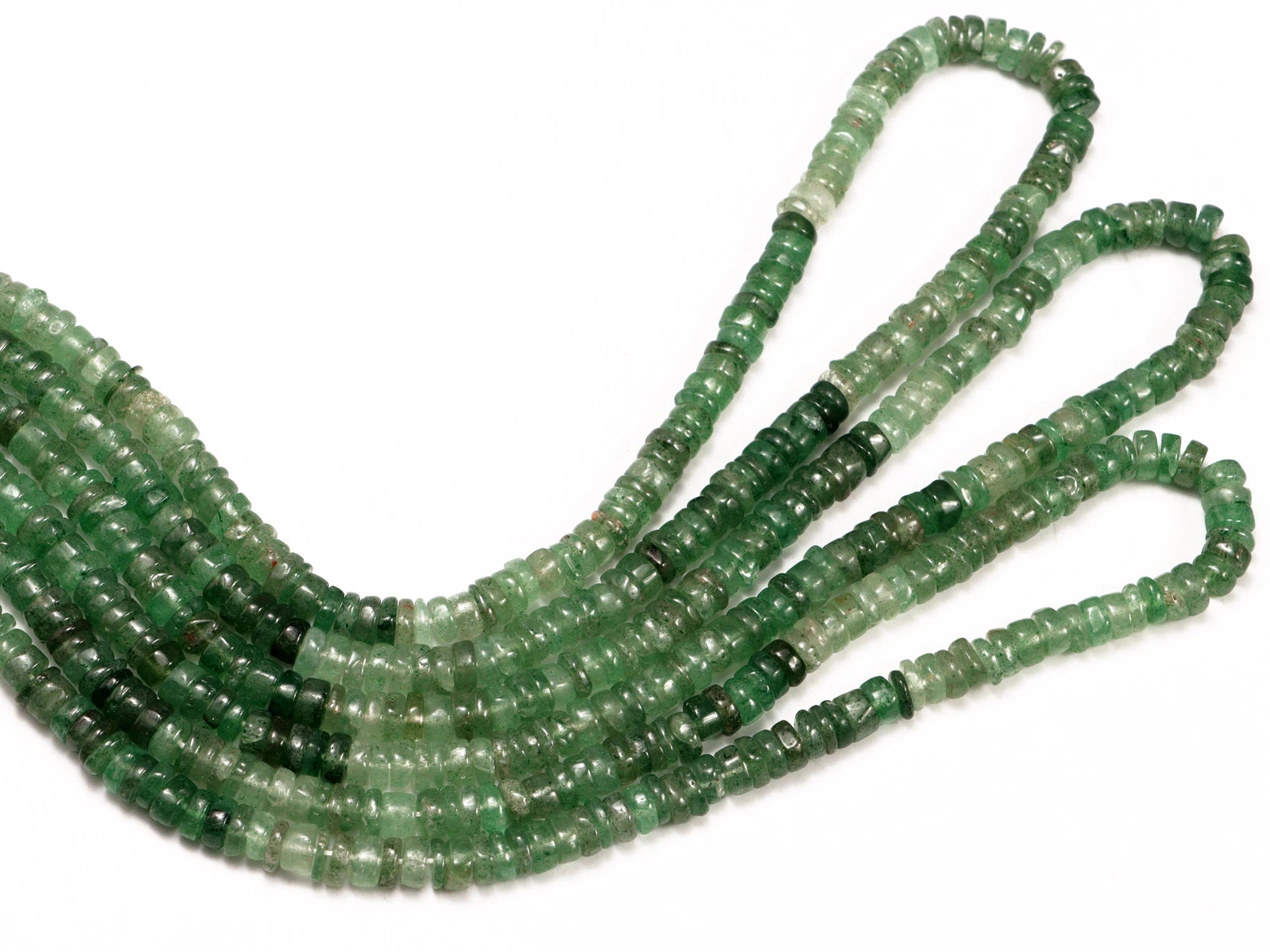 AA Quality Shaded Green Strawberry Smooth Heishi Beads, SKU2086
