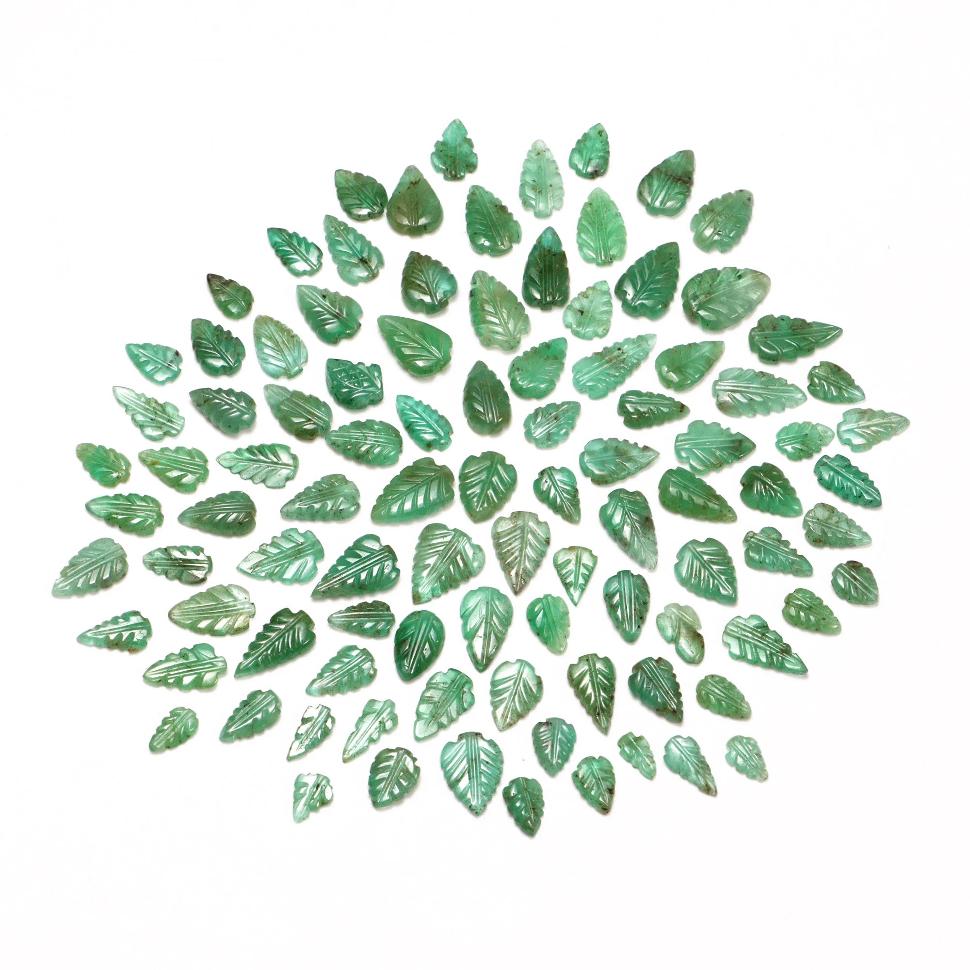 AA Quality Emerald Leaf Carving Gemstone Lot, SKU2093
