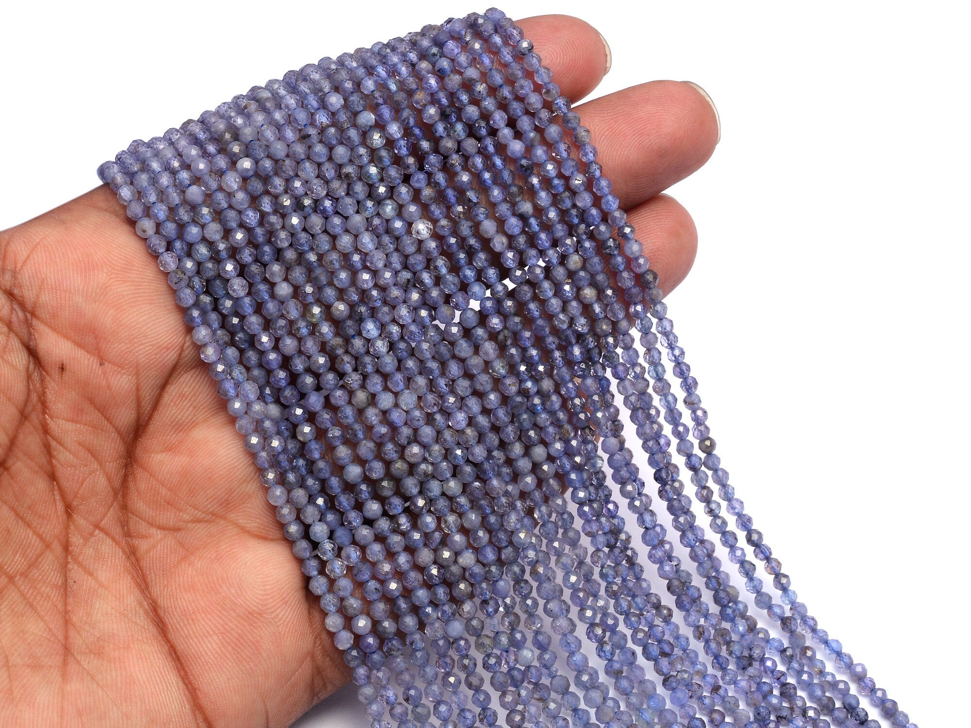 Natural Tanzanite Micro Faceted Round Balls Beads, 3 mm, SKU960
