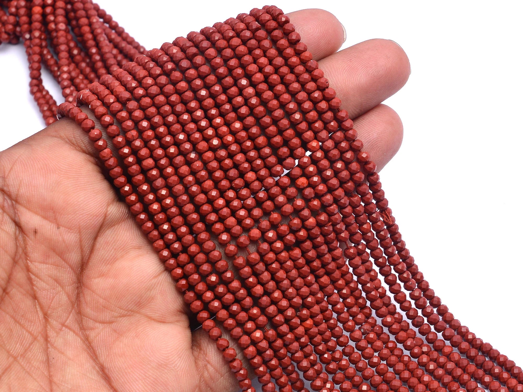 Red Jasper Faceted Rondelle Beads, 3.5 mm, SKU963