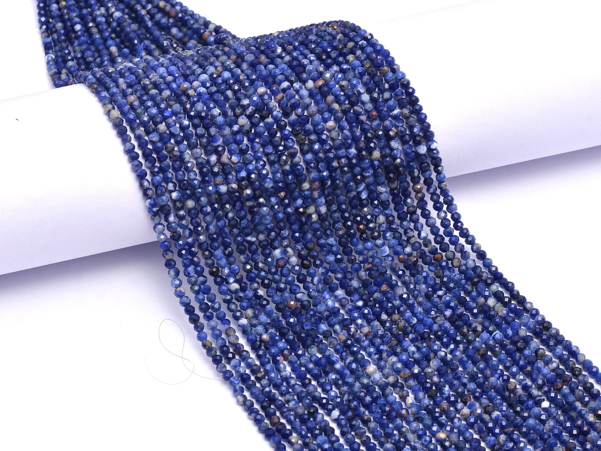 Natural Sodalite Micro Faceted Round Balls Beads, 3 mm, SKU967