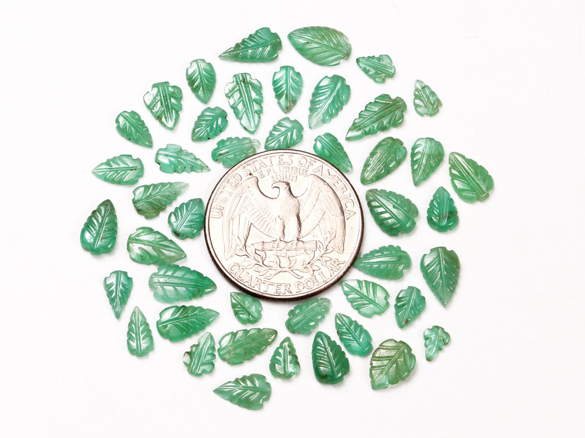 AA Quality Emerald Leaf Carving Gemstone Lot, SKU2098