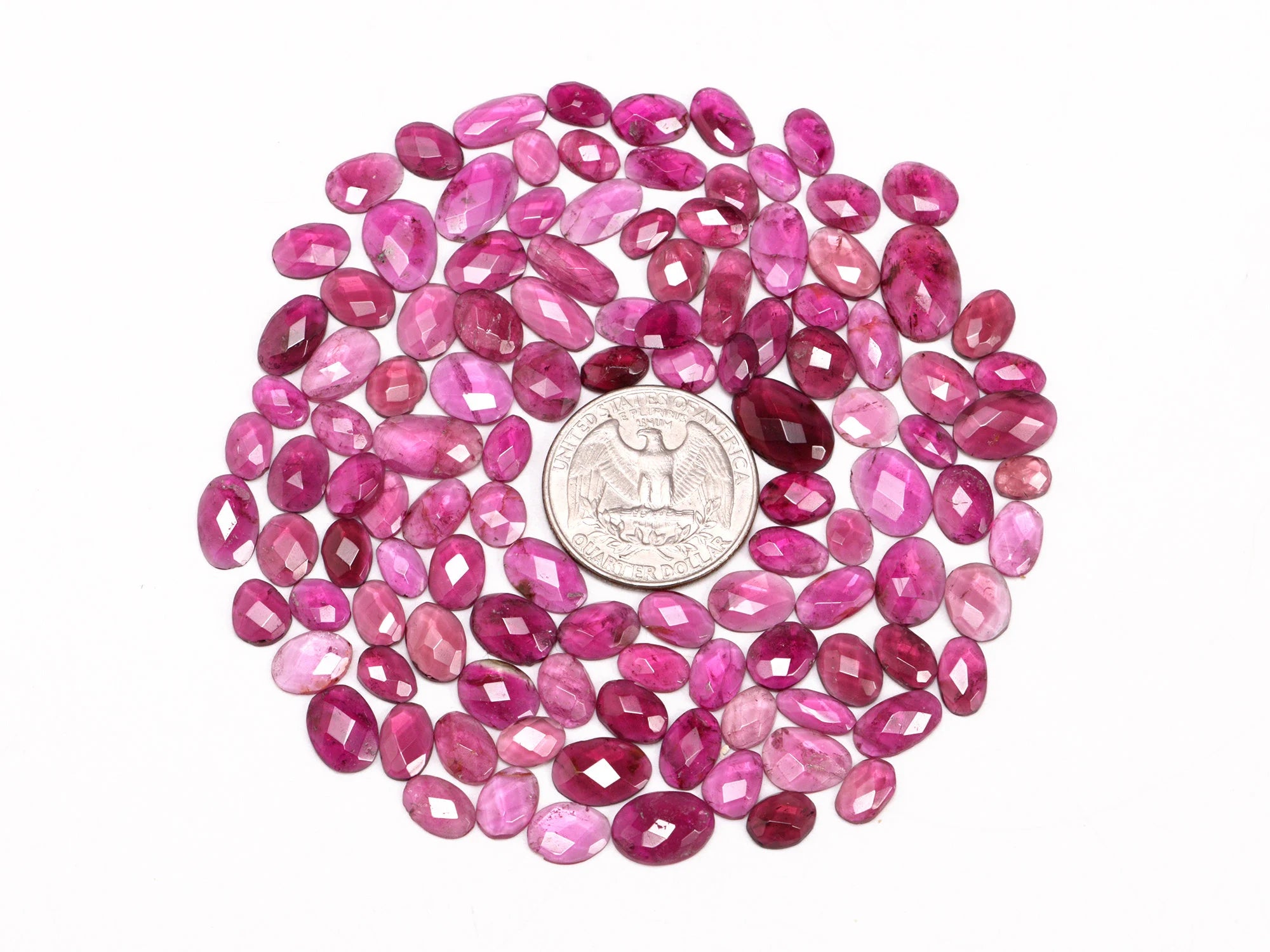 AAA Quality Rubelite Tourmaline Rosecut Slice Loose Gemstone, 5x6.5 mm To 9x13 mm, SKU2108