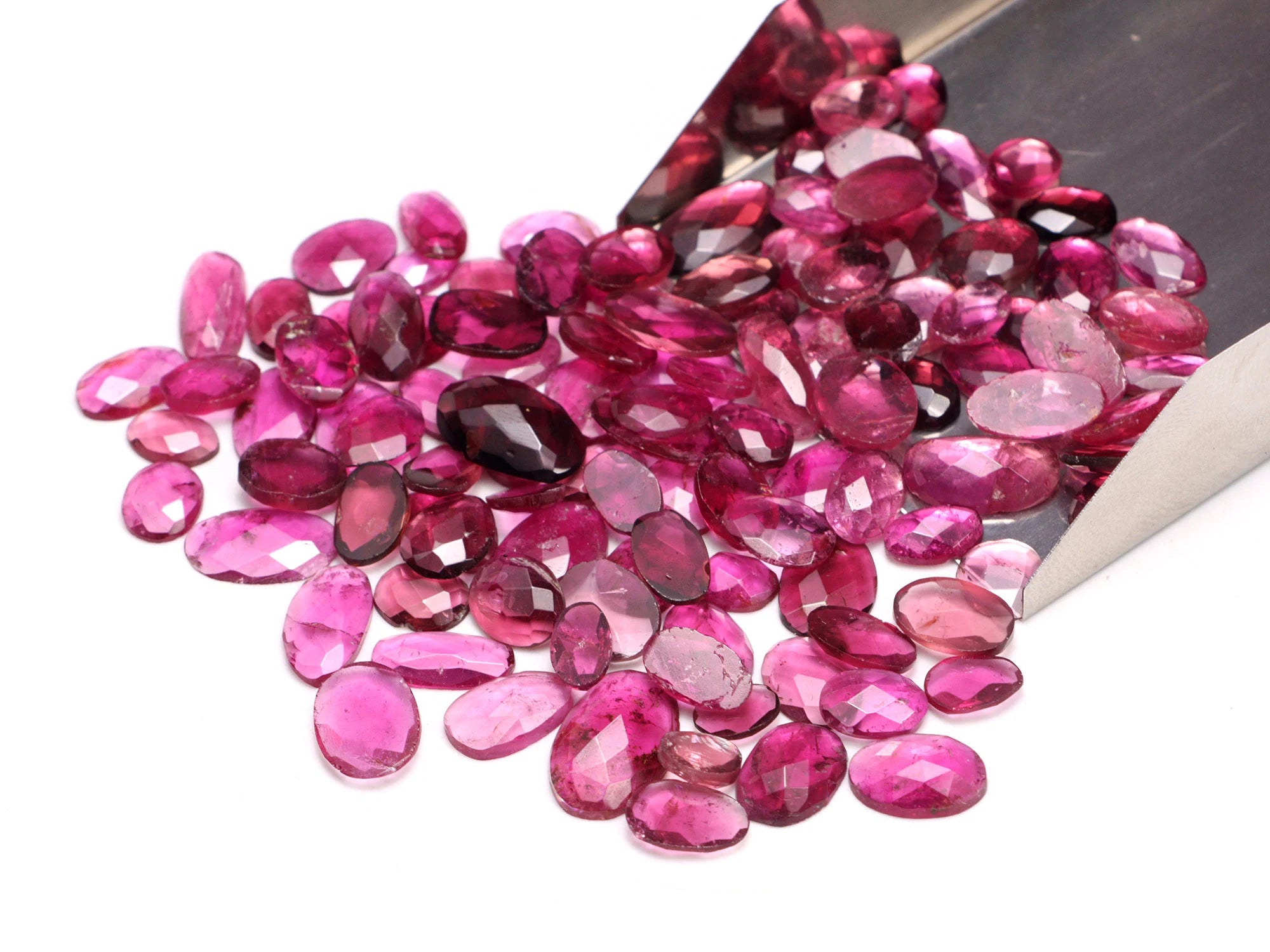 AAA Quality Rubelite Tourmaline Rosecut Slice Loose Gemstone, 5x6.5 mm To 9x13 mm, SKU2108