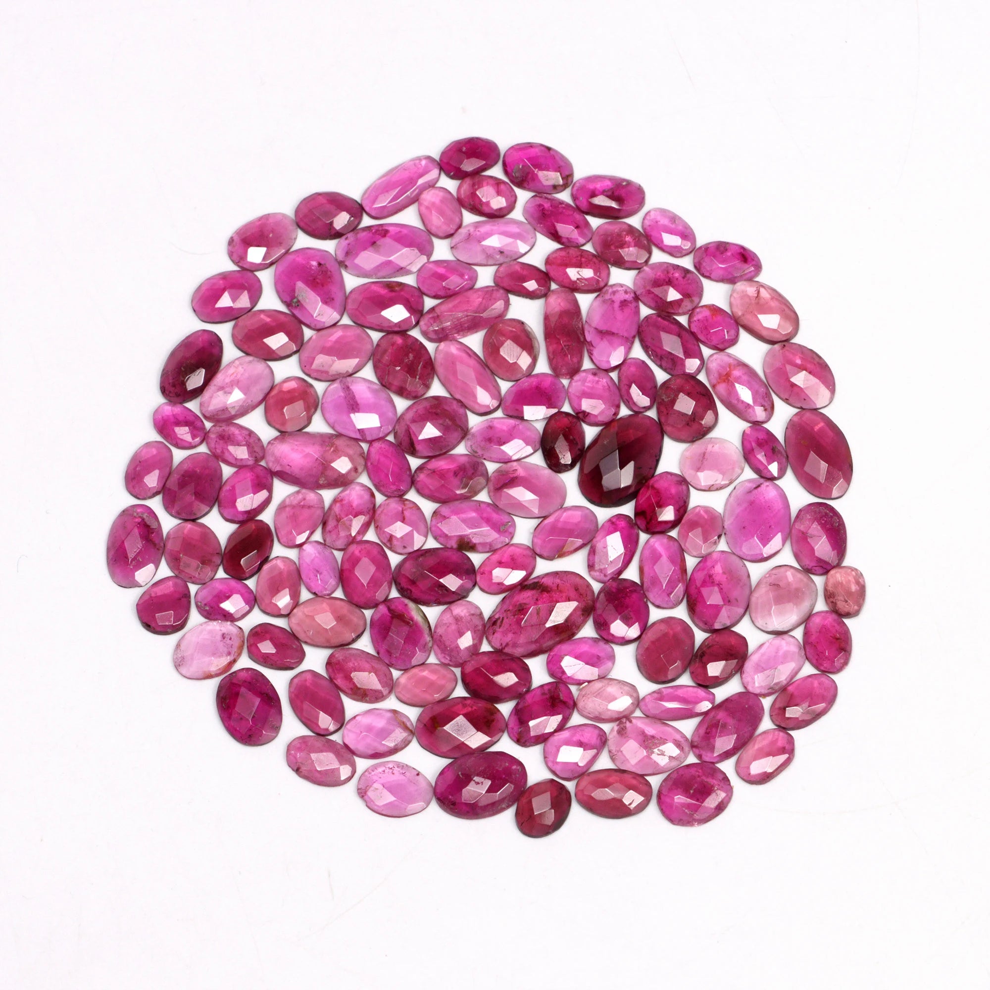 AAA Quality Rubelite Tourmaline Rosecut Slice Loose Gemstone, 5x6.5 mm To 9x13 mm, SKU2108