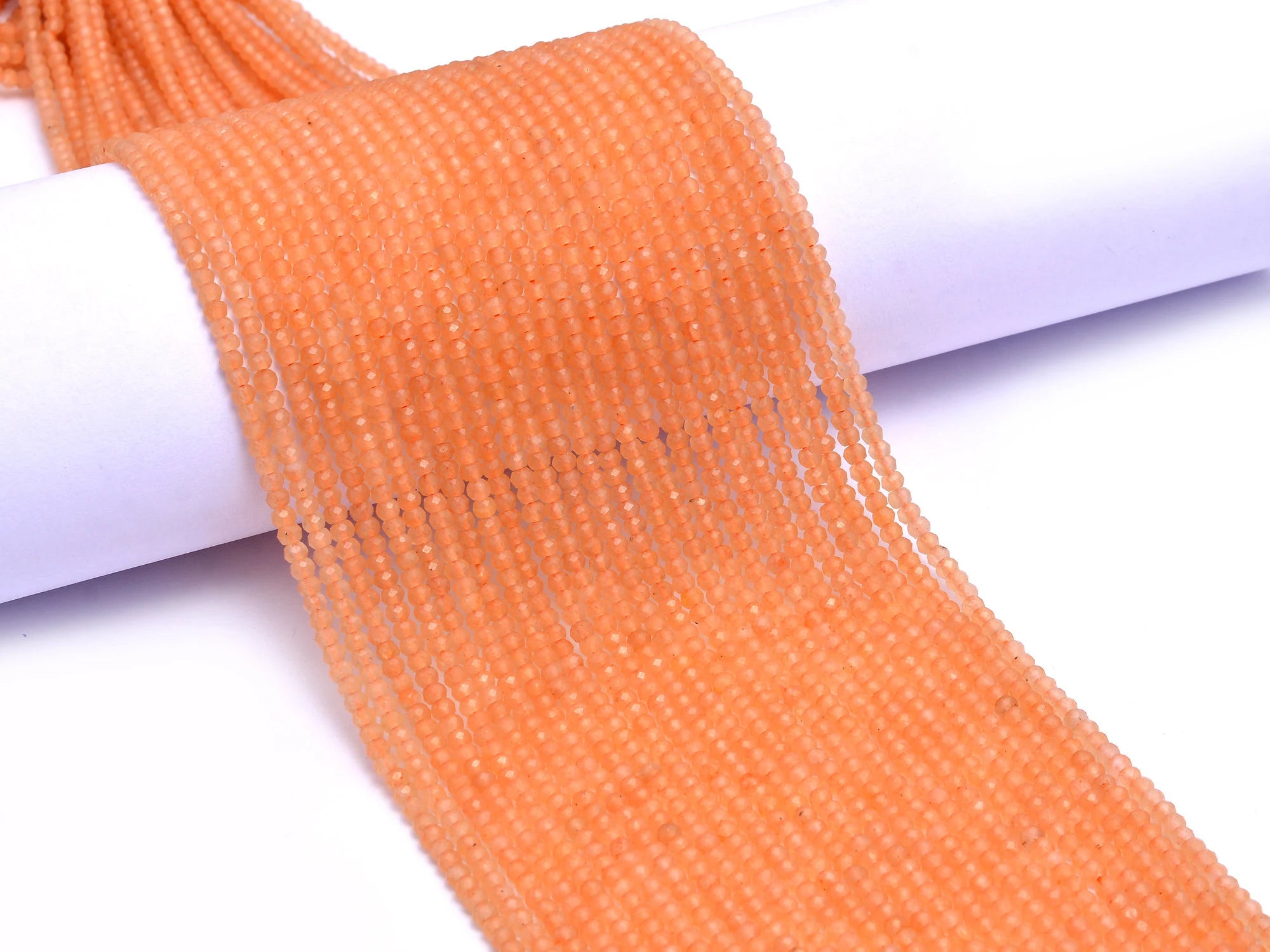 Natural Peach Moonstone Faceted Rondelle Beads, 3 mm, SKU970