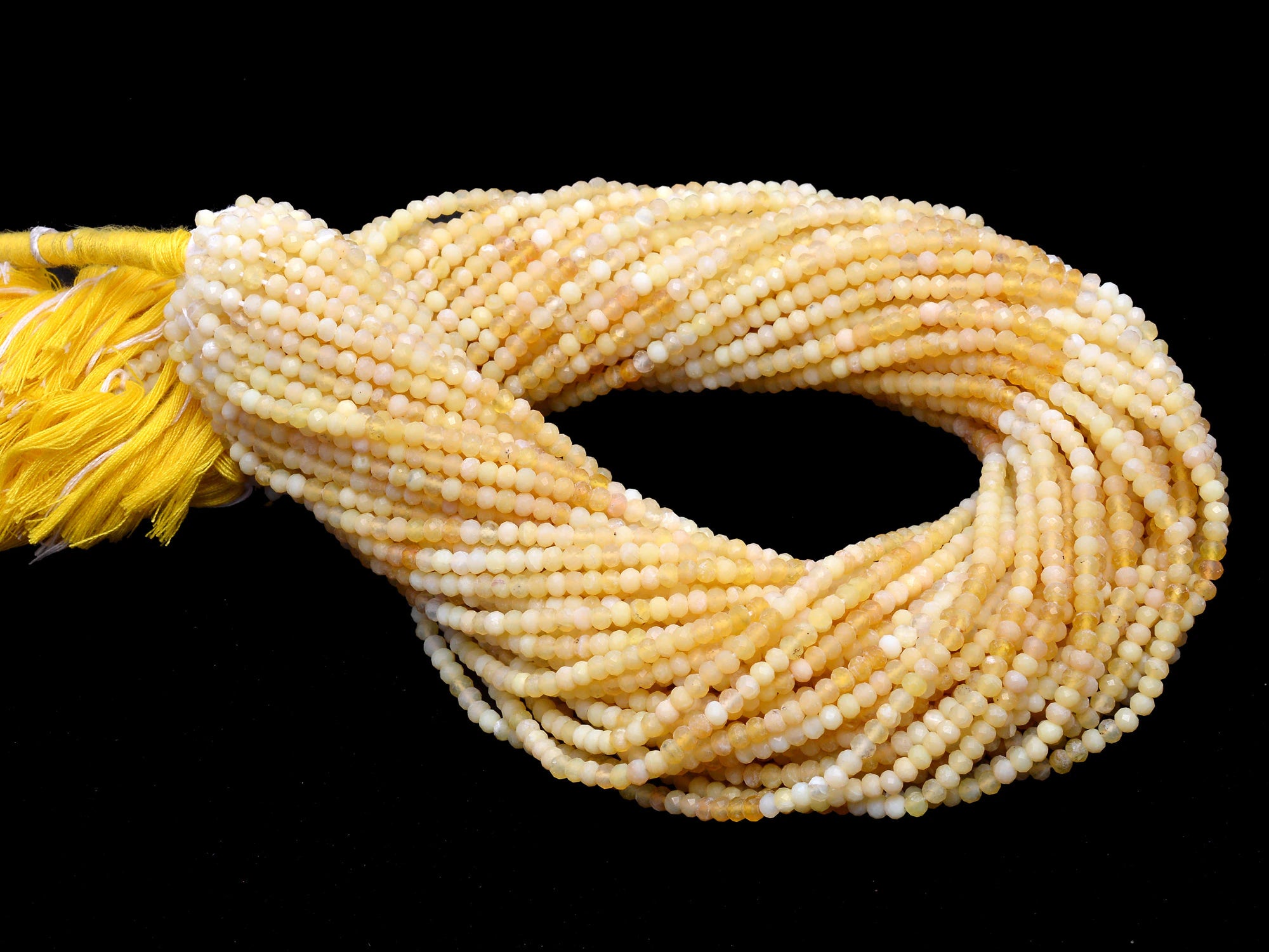 Natural Yellow Opal Faceted Rondelle Beads, 3 mm, SKU974