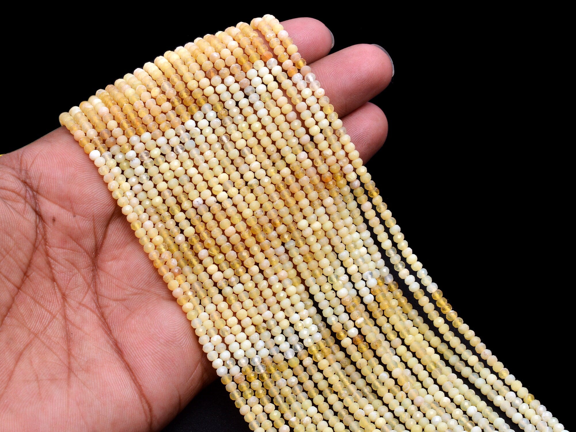 Natural Yellow Opal Faceted Rondelle Beads, 3 mm, SKU974