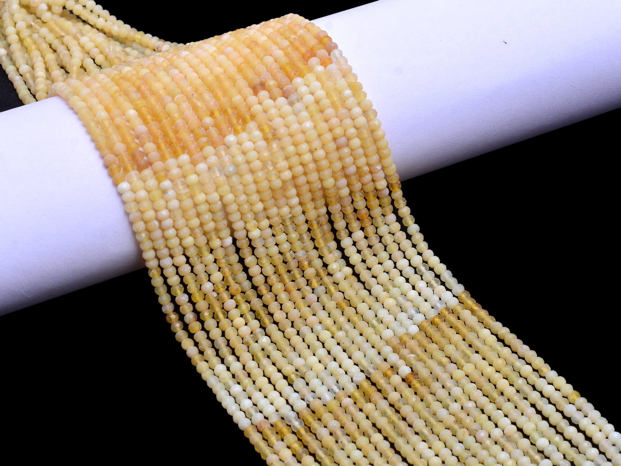 Natural Yellow Opal Faceted Rondelle Beads, 3 mm, SKU974