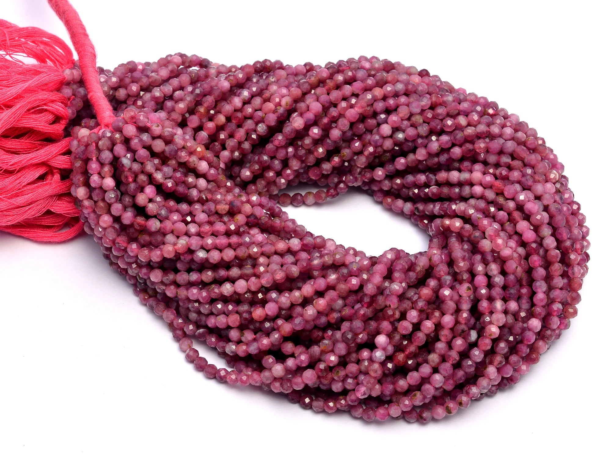 Pink Tourmaline Faceted Round Beads, Tourmaline Round, SKU990