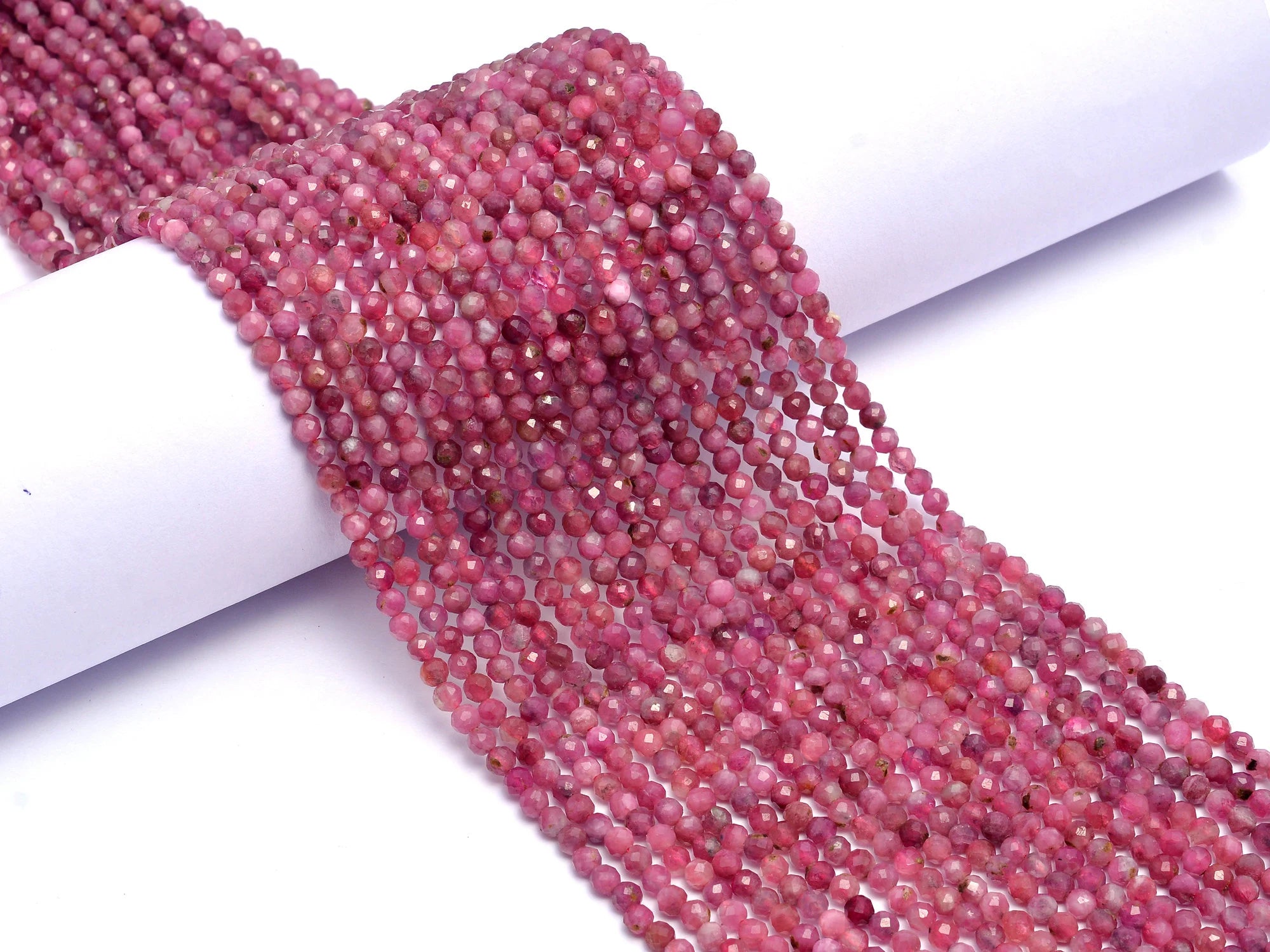 Pink Tourmaline Faceted Round Beads, Tourmaline Round, SKU990