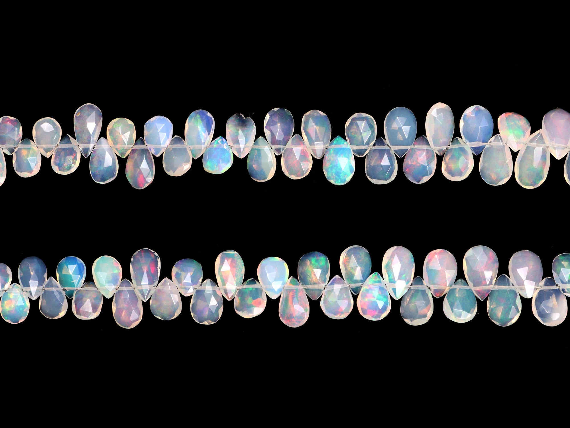 AA Quality Ethiopian Welo Opal Side Drill Faceted Pear Beads, SKU2121