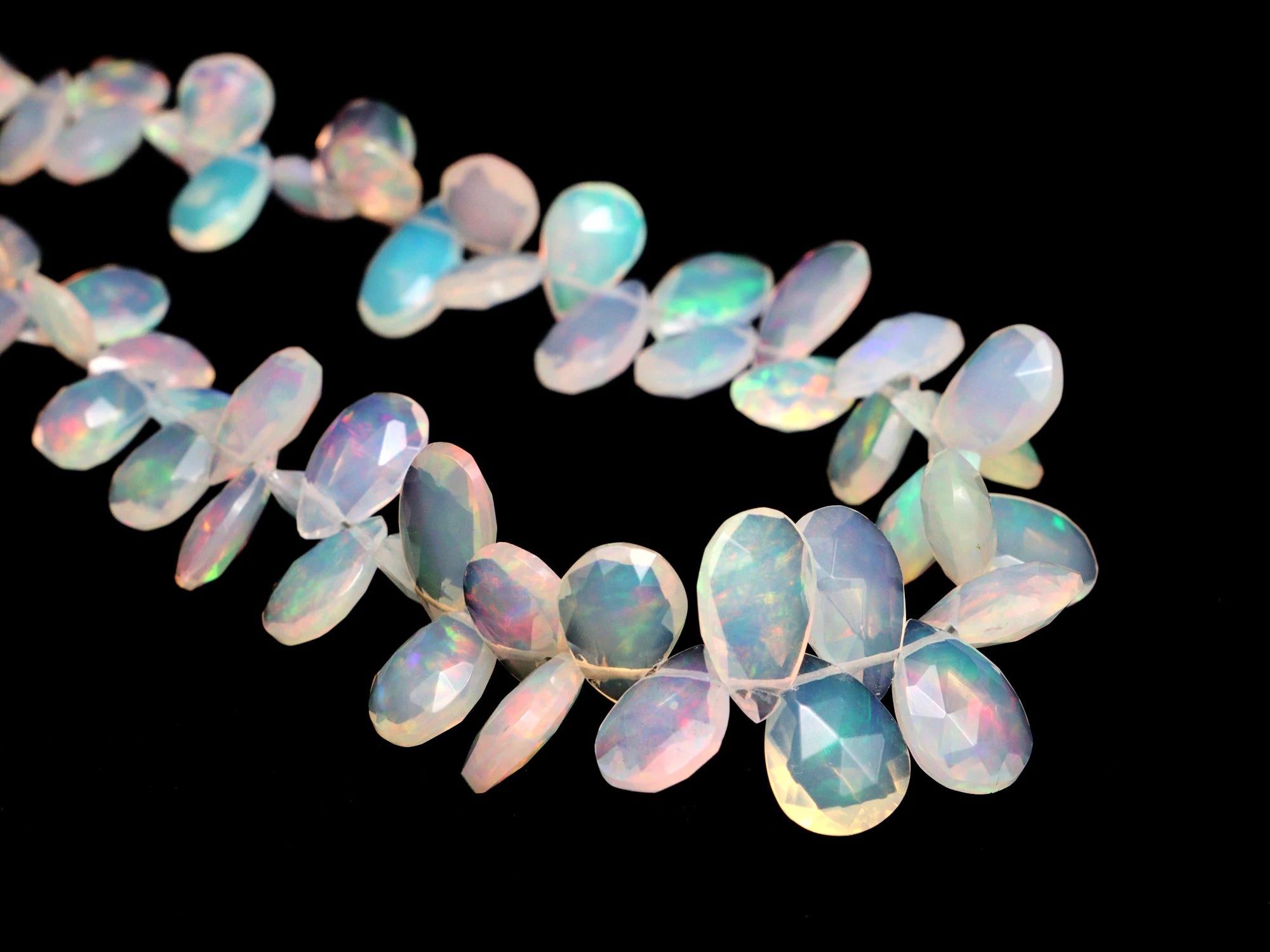 AA Quality Ethiopian Welo Opal Side Drill Faceted Pear Beads, SKU2121