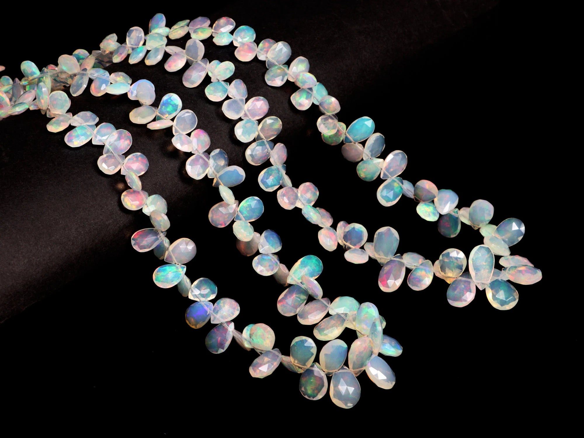 AA Quality Ethiopian Welo Opal Side Drill Faceted Pear Beads, SKU2121