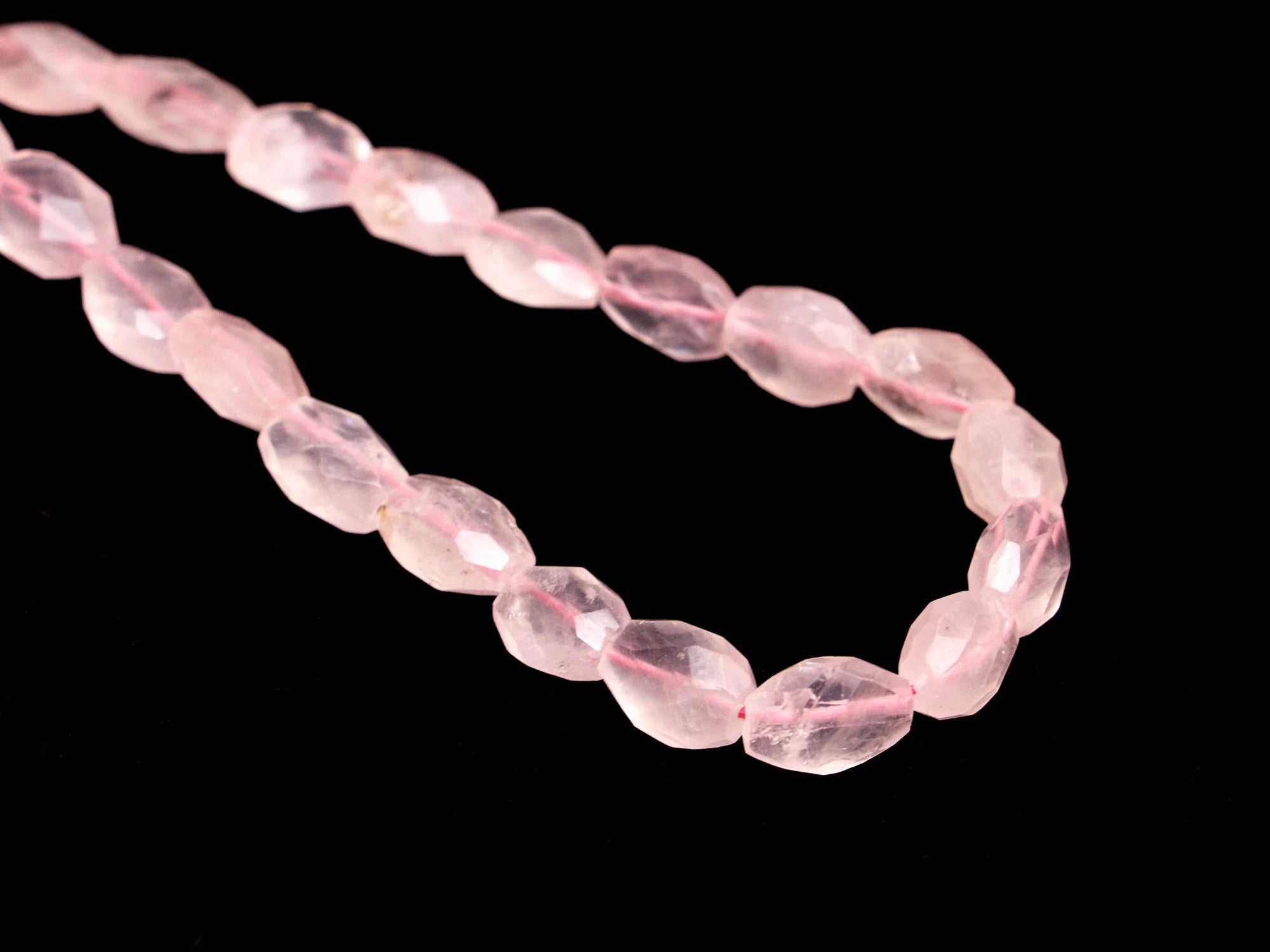 Pink Quartz Faceted Oval Beads, Rose Quartz Oval Beads, Pink Quartz Jewelry Making Gemstone Beads, 8 Inch Mala (SKU019)