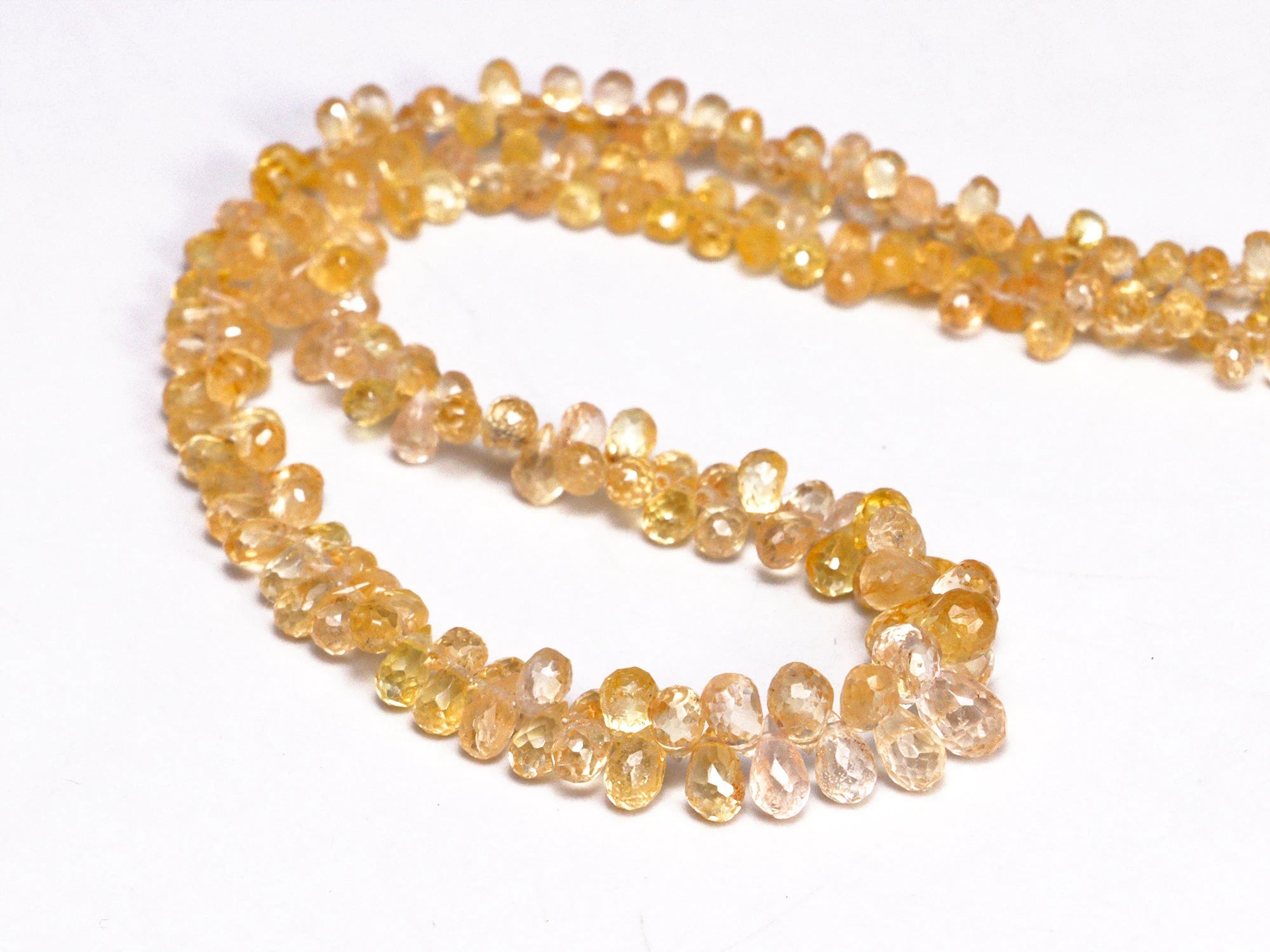 Light Yellow Sapphire Faceted Drops Beads, 2x3 mm To 3.5x6.5 mm, Yellow Sapphire Drops, Sapphire Jewelry Making Gemstone Beads
