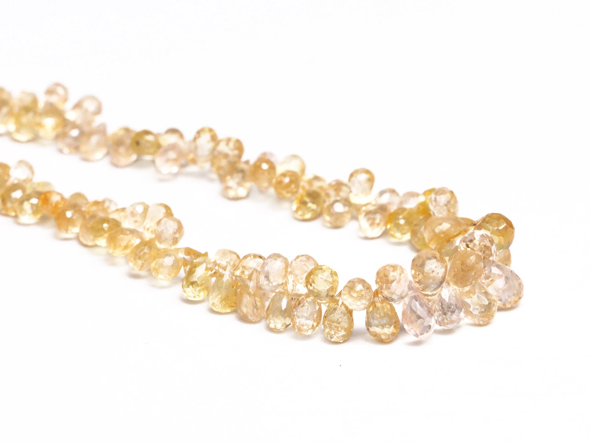 Light Yellow Sapphire Faceted Drops Beads, 2x3 mm To 3.5x6.5 mm, Yellow Sapphire Drops, Sapphire Jewelry Making Gemstone Beads