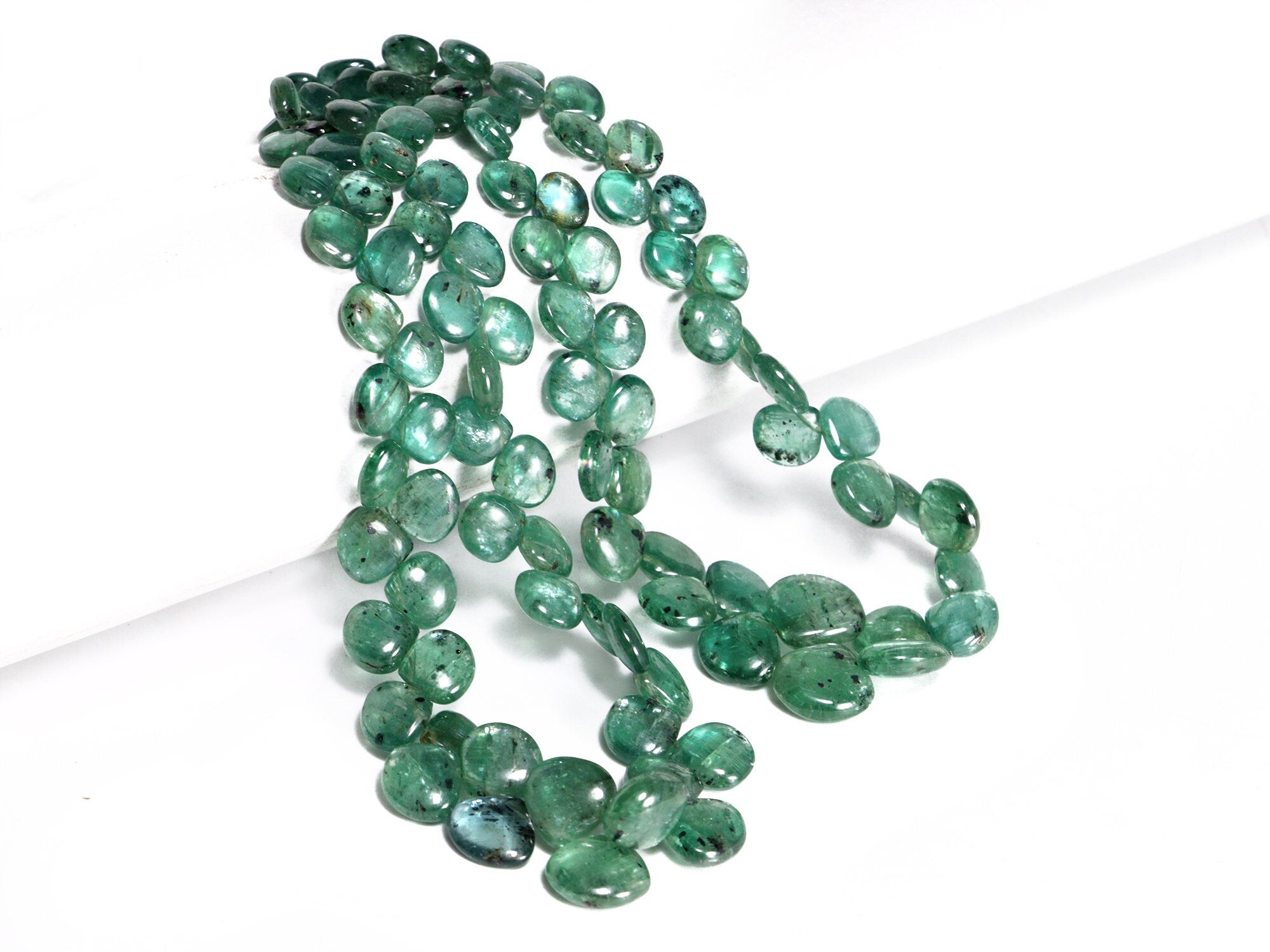 Natural Green Kyanite Smooth Pear Cut Beads, 6x7 To 11x12 mm
