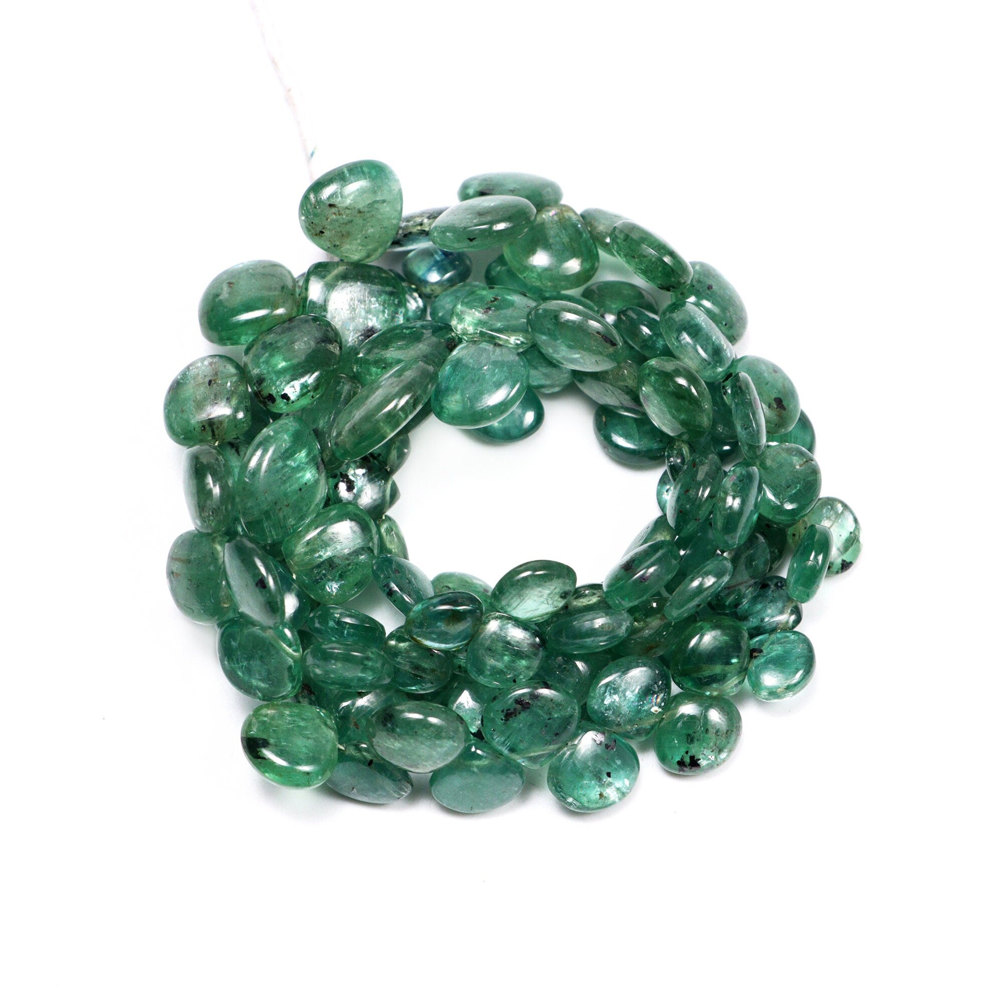 Natural Green Kyanite Smooth Pear Cut Beads, 6x7 To 11x12 mm