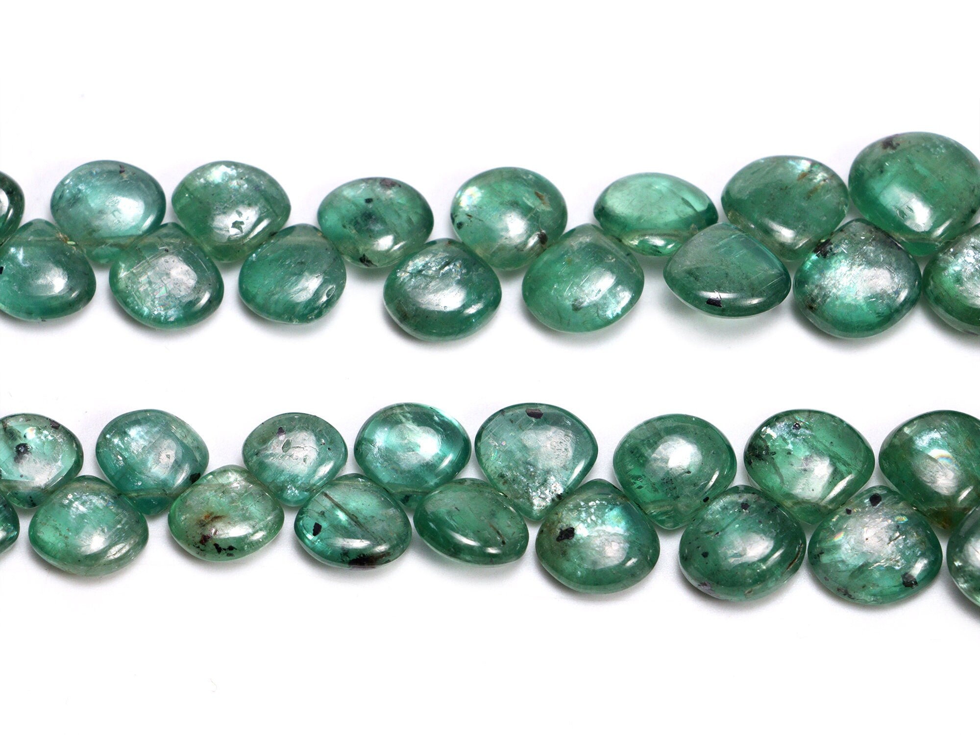 Natural Green Kyanite Smooth Pear Cut Beads, 6x7 To 11x12 mm