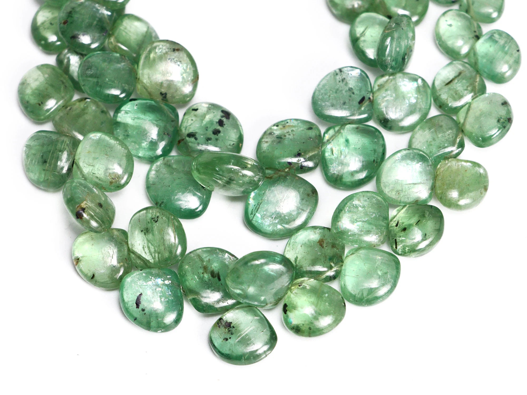 Natural Green Kyanite Smooth Heart Beads, 6x6.5 To 11x11.5 mm, SKU2155