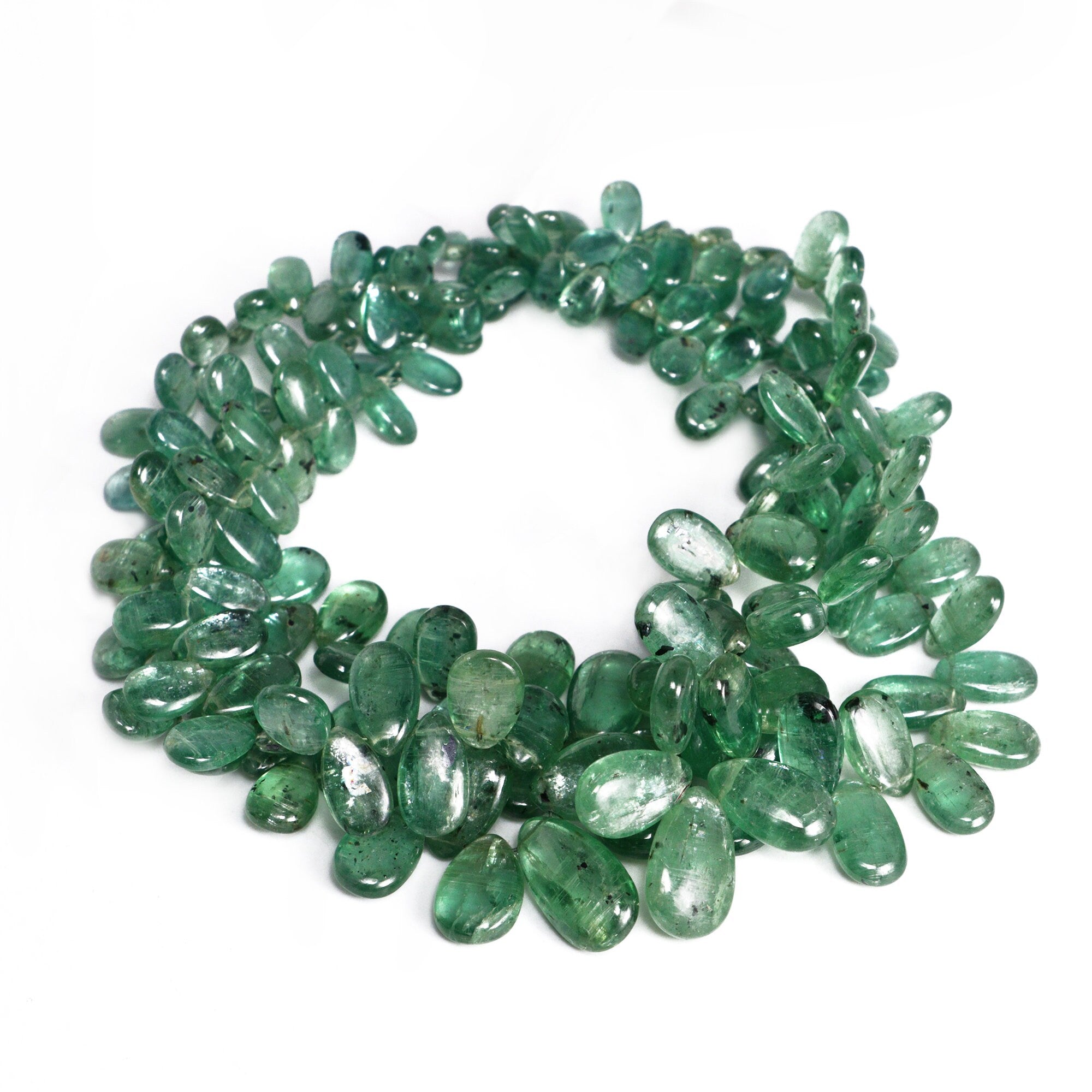 Green Kyanite Smooth Pear Beads, 4x6 To 9.5x17 mm, 9 Inch Strand, SKU2157