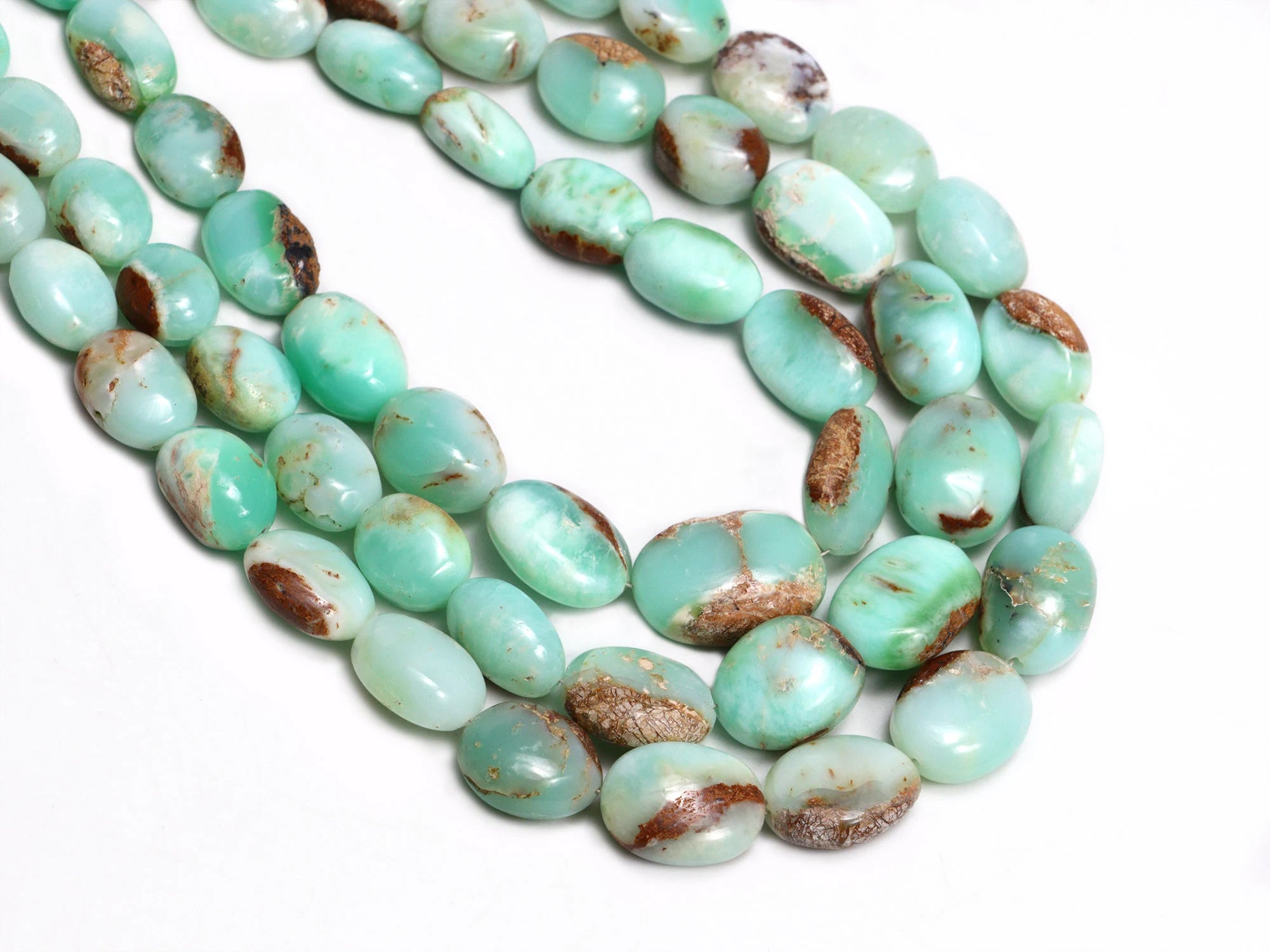 Bi-Color Green Opal Smooth Tumble Beads, 7.5x9 To 12.5x17 mm, SKU2164