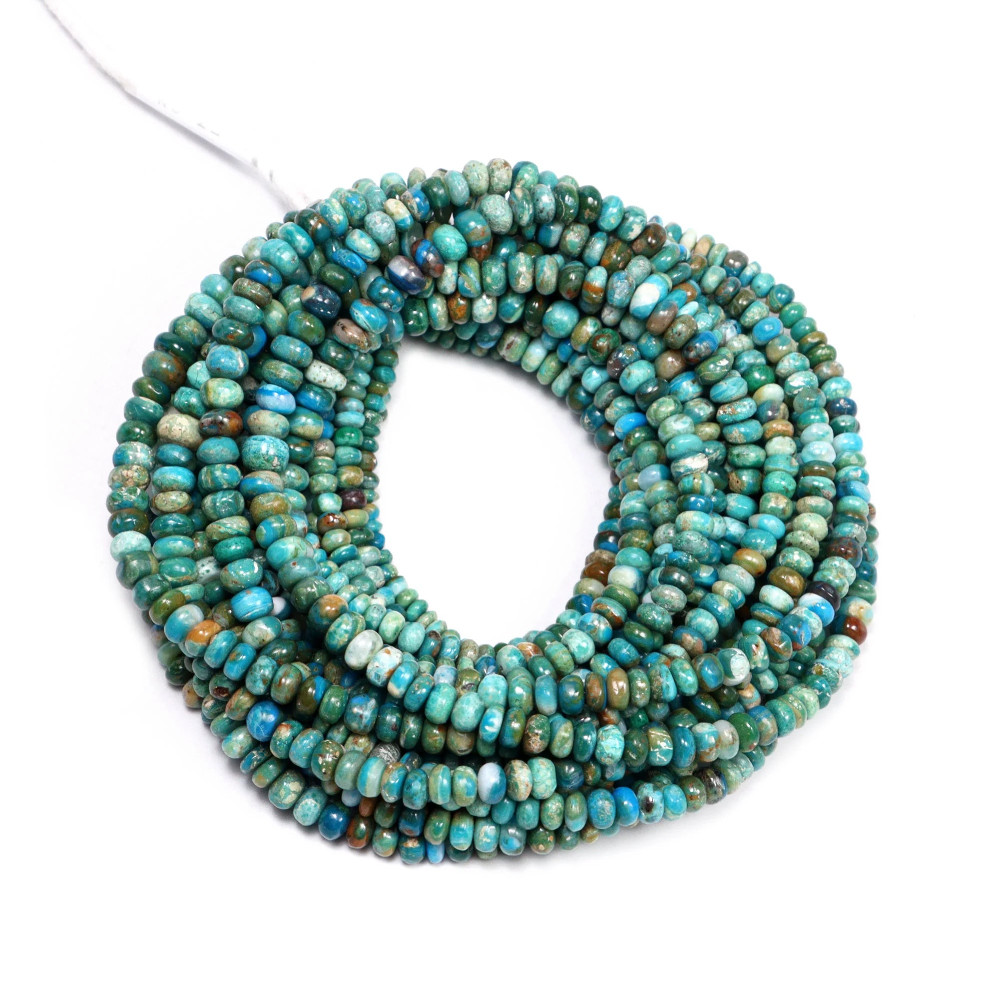 Natural Opalina Chrysocolla Smooth Rondelle Beads, 4 To 6 mm, SKU2166