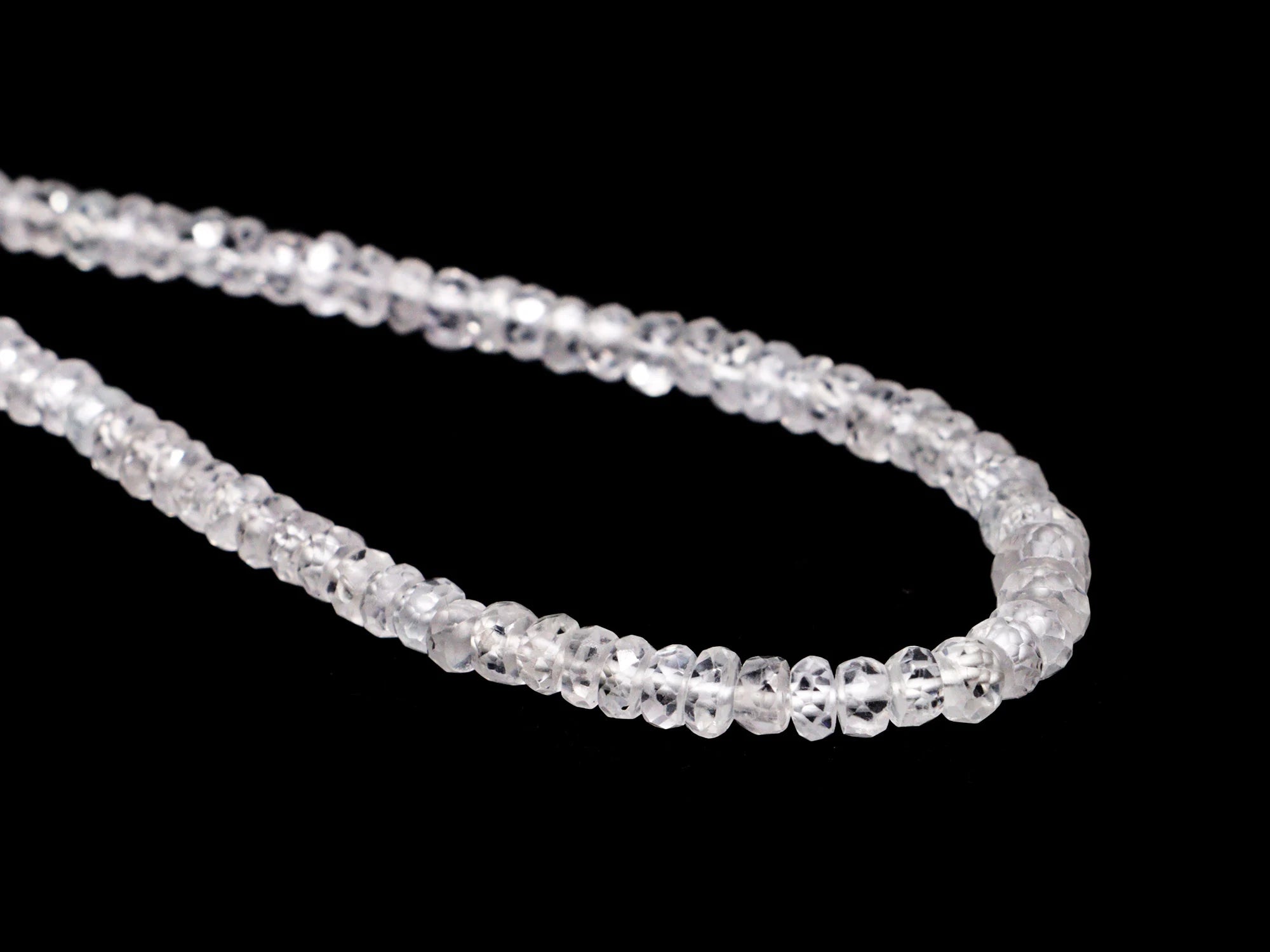 White Zircon Faceted Rondelle Beads, 3 mm To 4.5 mm, SKU2160