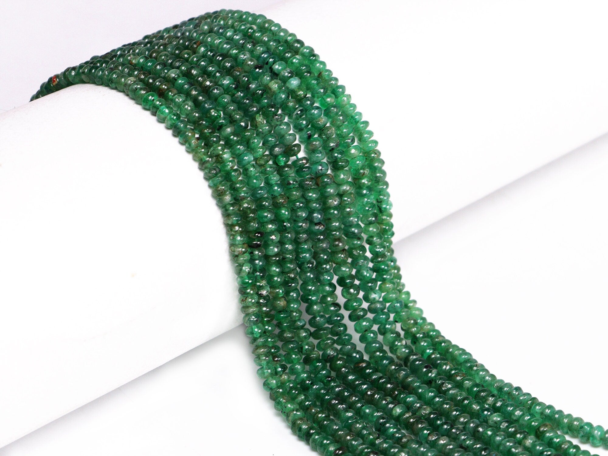 Emerald Smooth Rondelle Beads, 2 mm To 3.5 mm, SKU2150