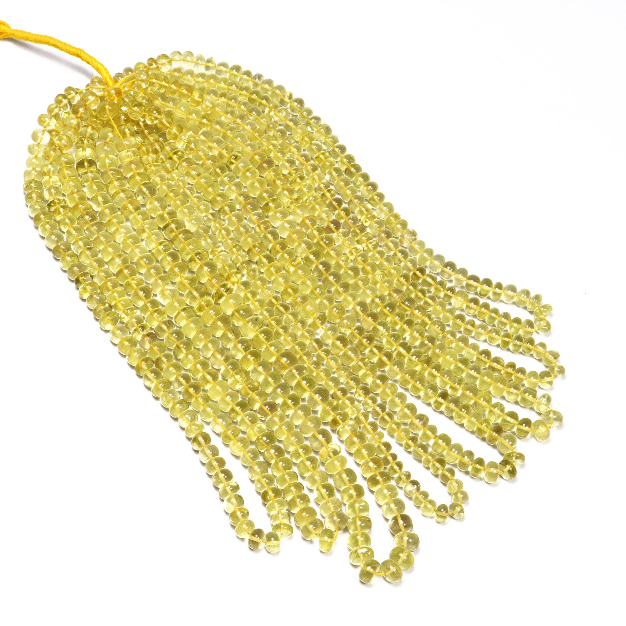 Natural Yellow Lemon Quartz Smooth Rondelle Beads, SKU2174