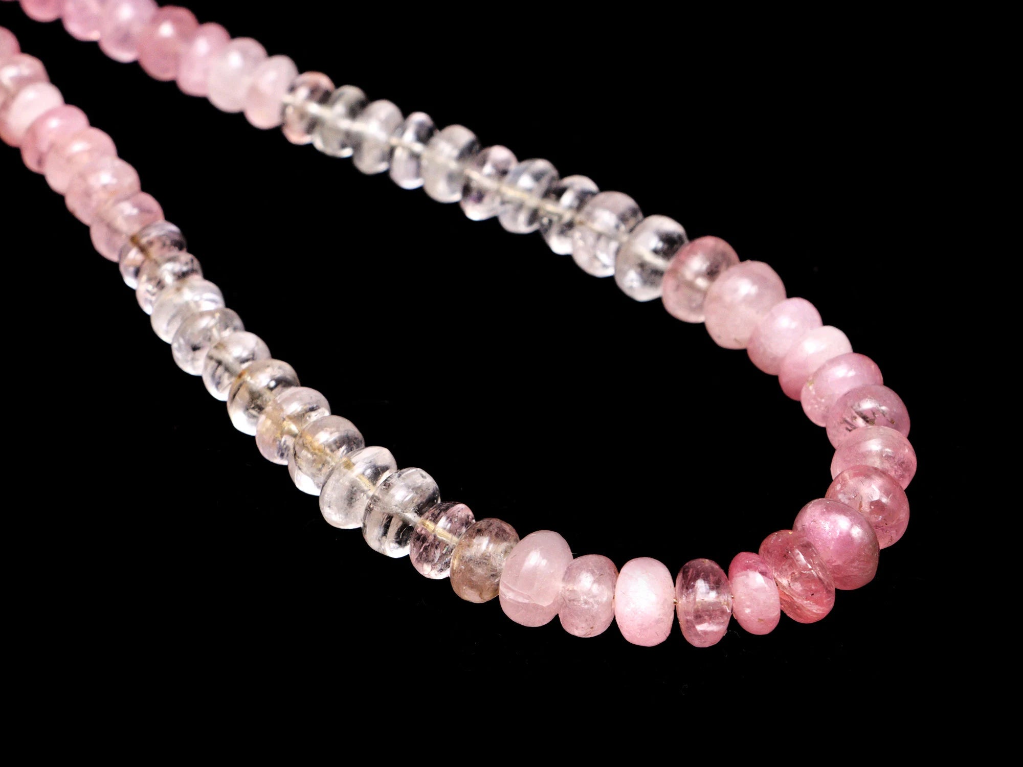 Afghani Pink Tourmaline Smooth Rondelle Shaded Beads, SKU2179