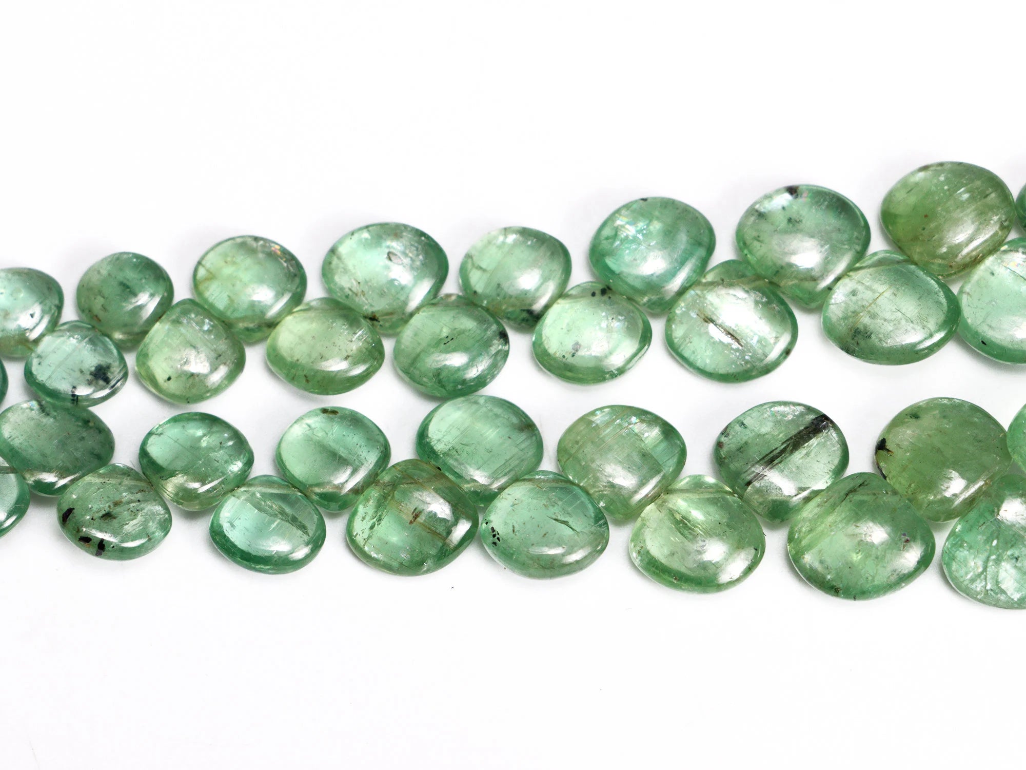 Natural Green Kyanite Smooth Heart Beads, 6x6.5 To 11x11.5 mm, SKU2155