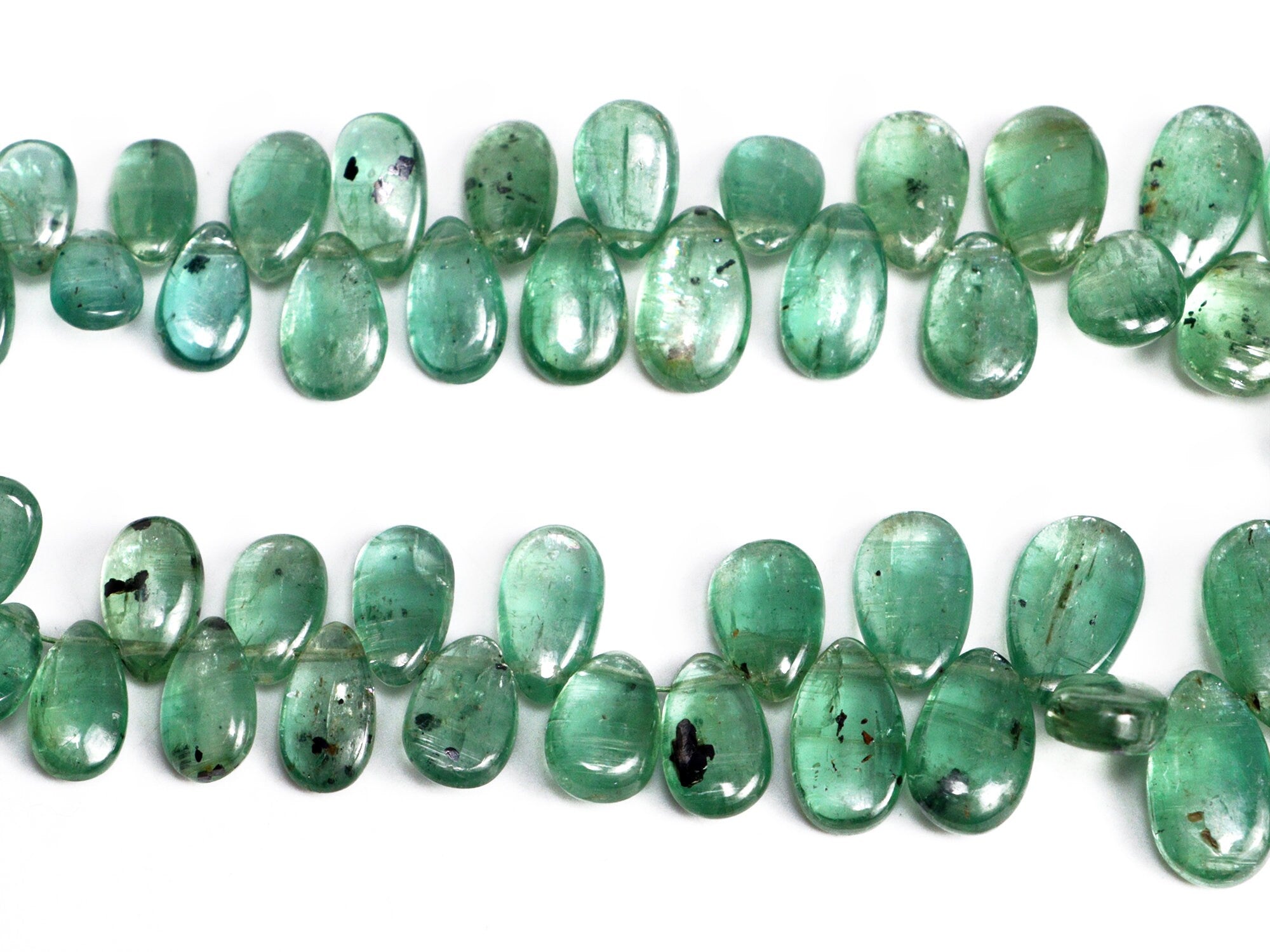 Green Kyanite Smooth Pear Beads, 4x6 To 9.5x17 mm, 9 Inch Strand, SKU2157