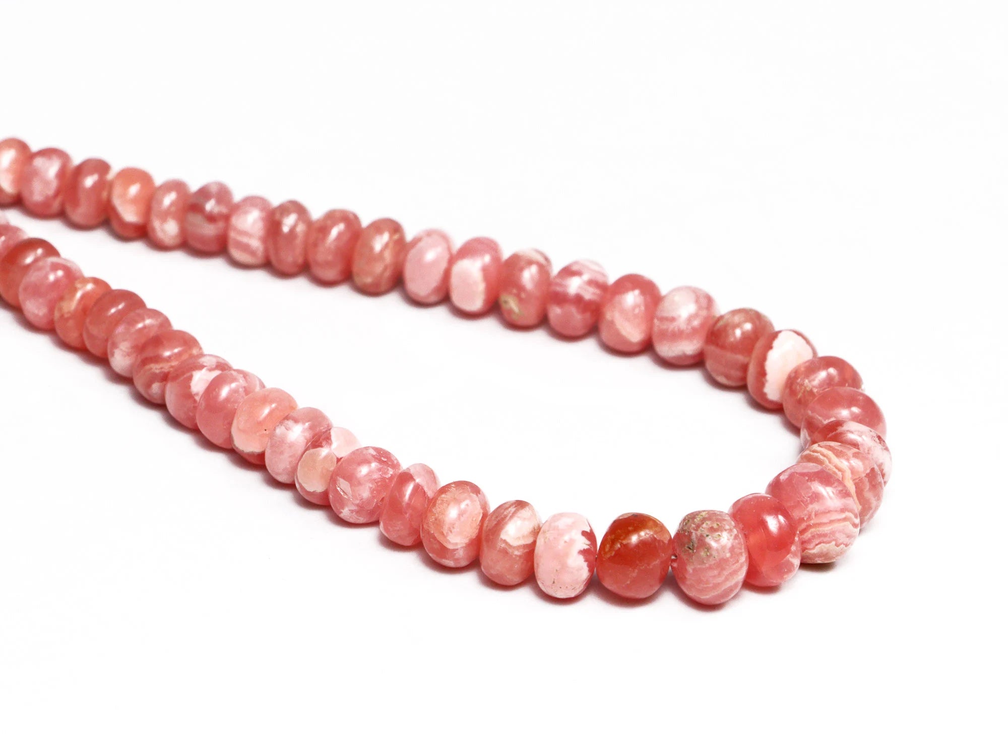 Natural Pink Rhodochrosite Smooth Rondelle Beads, 18 Inches Strand, SKU2159