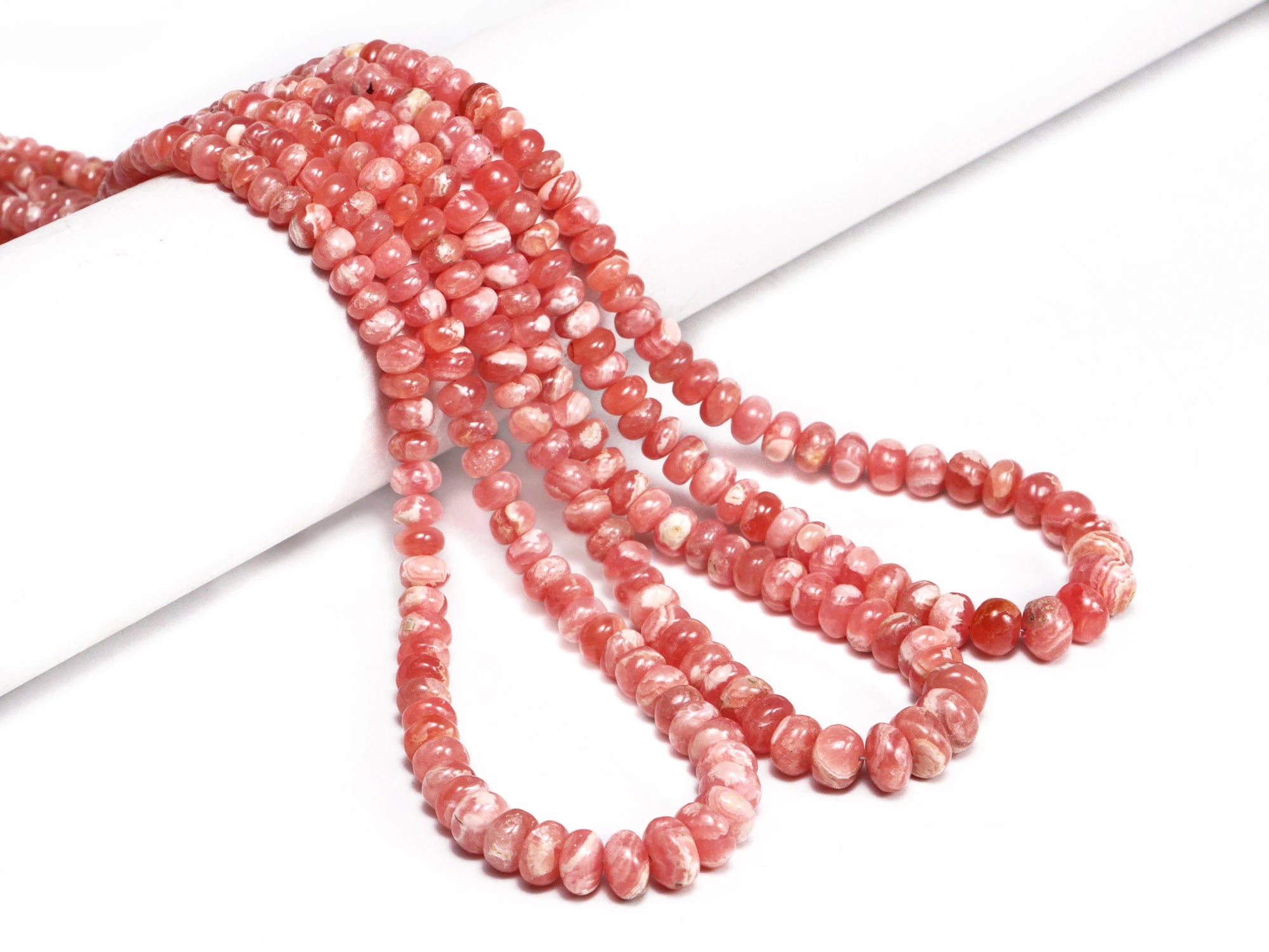 Natural Pink Rhodochrosite Smooth Rondelle Beads, 18 Inches Strand, SKU2159