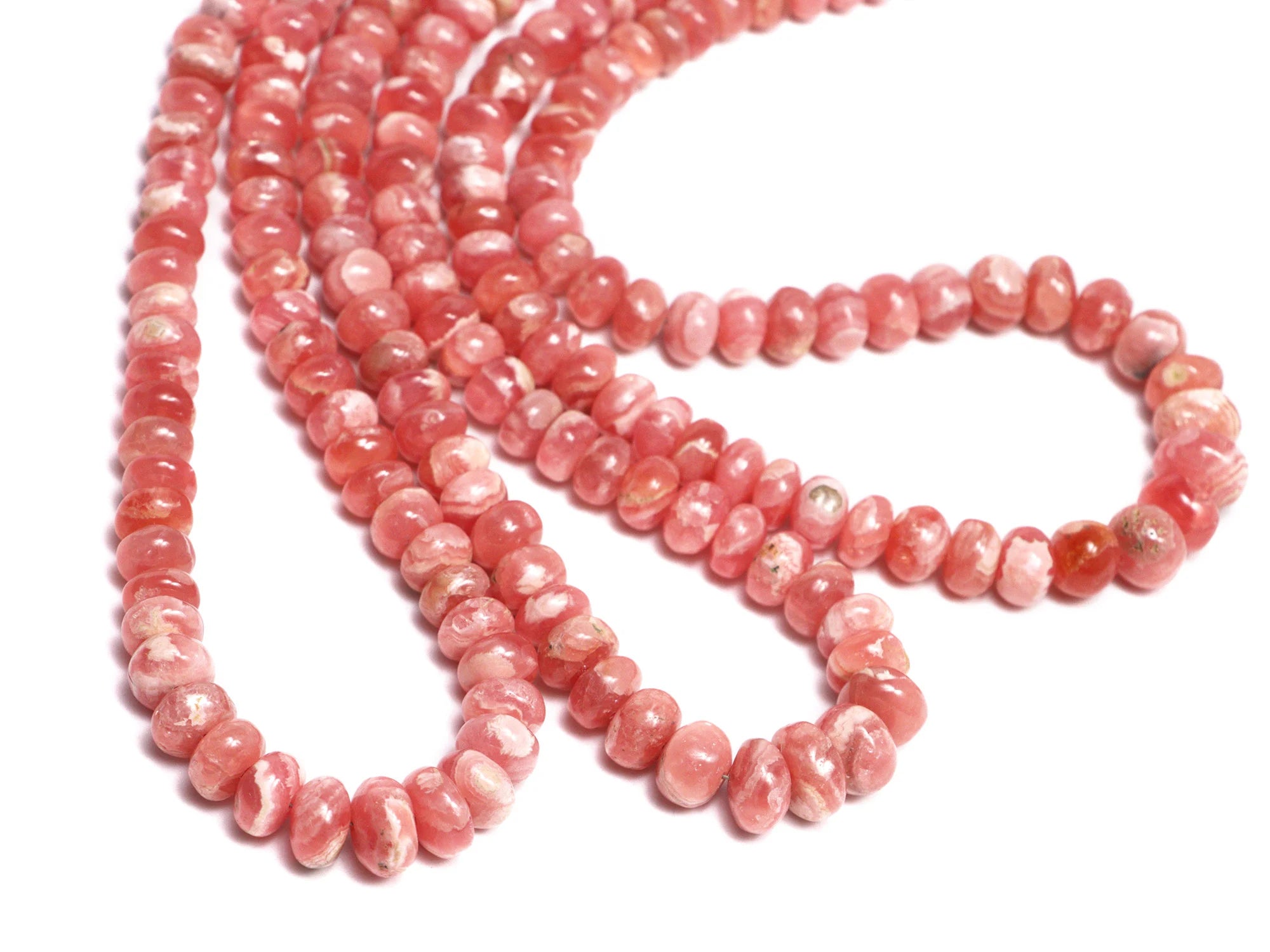 Natural Pink Rhodochrosite Smooth Rondelle Beads, 18 Inches Strand, SKU2159