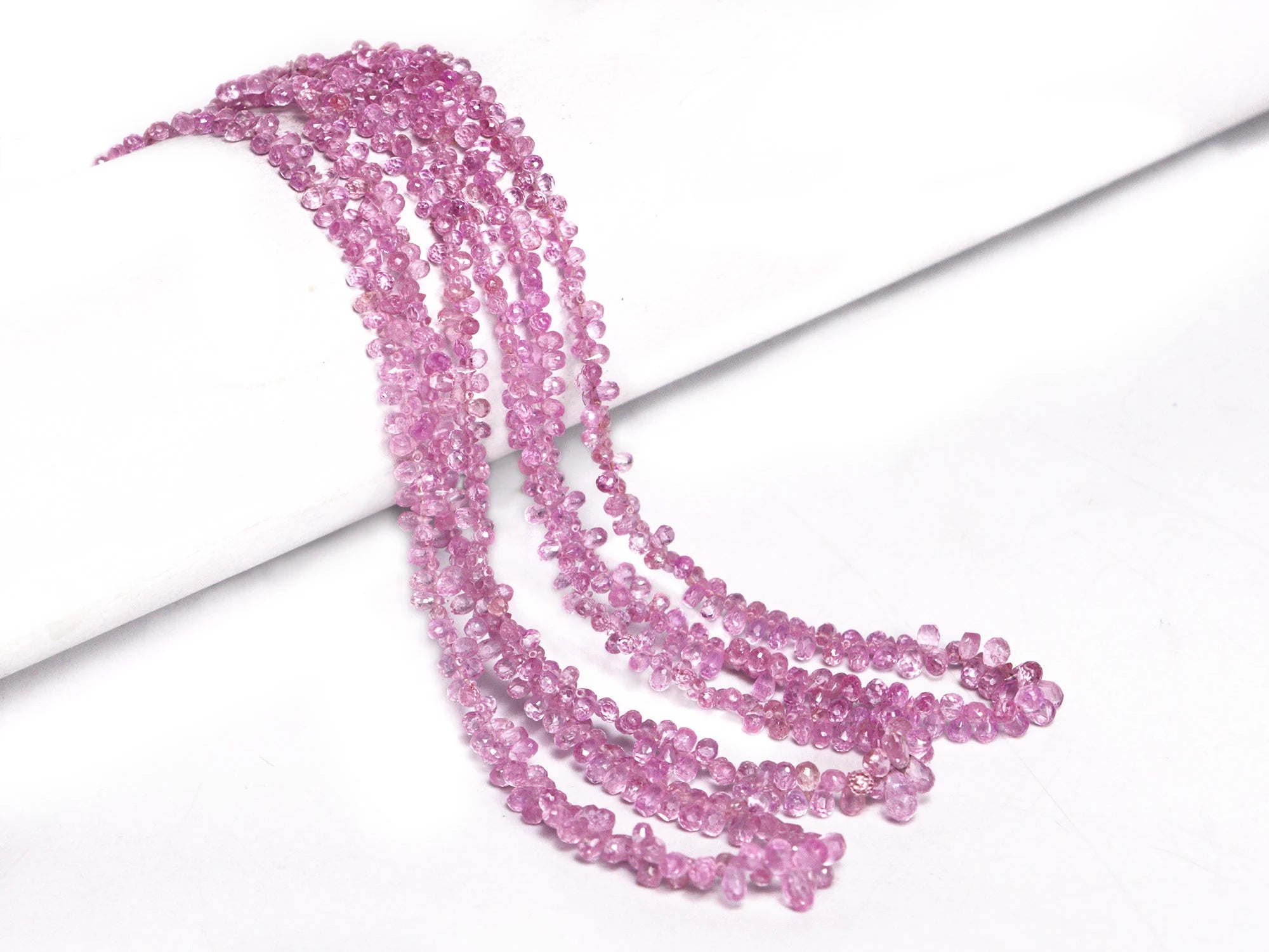 Sparkle Pink Sapphire Faceted Drops Beads, 2x2.5 To 3x5 mm Beads, SKU2186