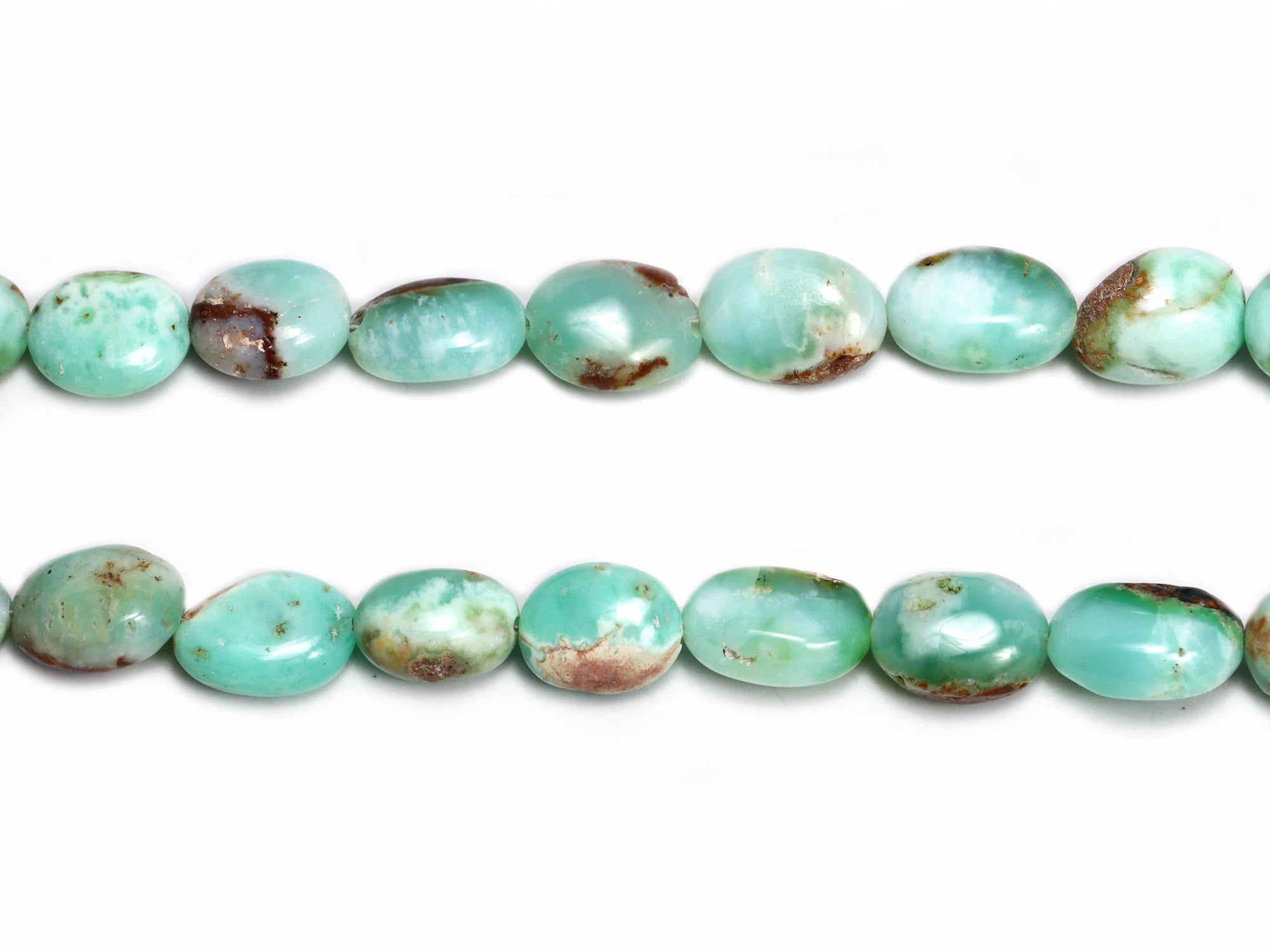 Bi-Color Green Opal Smooth Tumble Beads, 7.5x9 To 12.5x17 mm, SKU2164