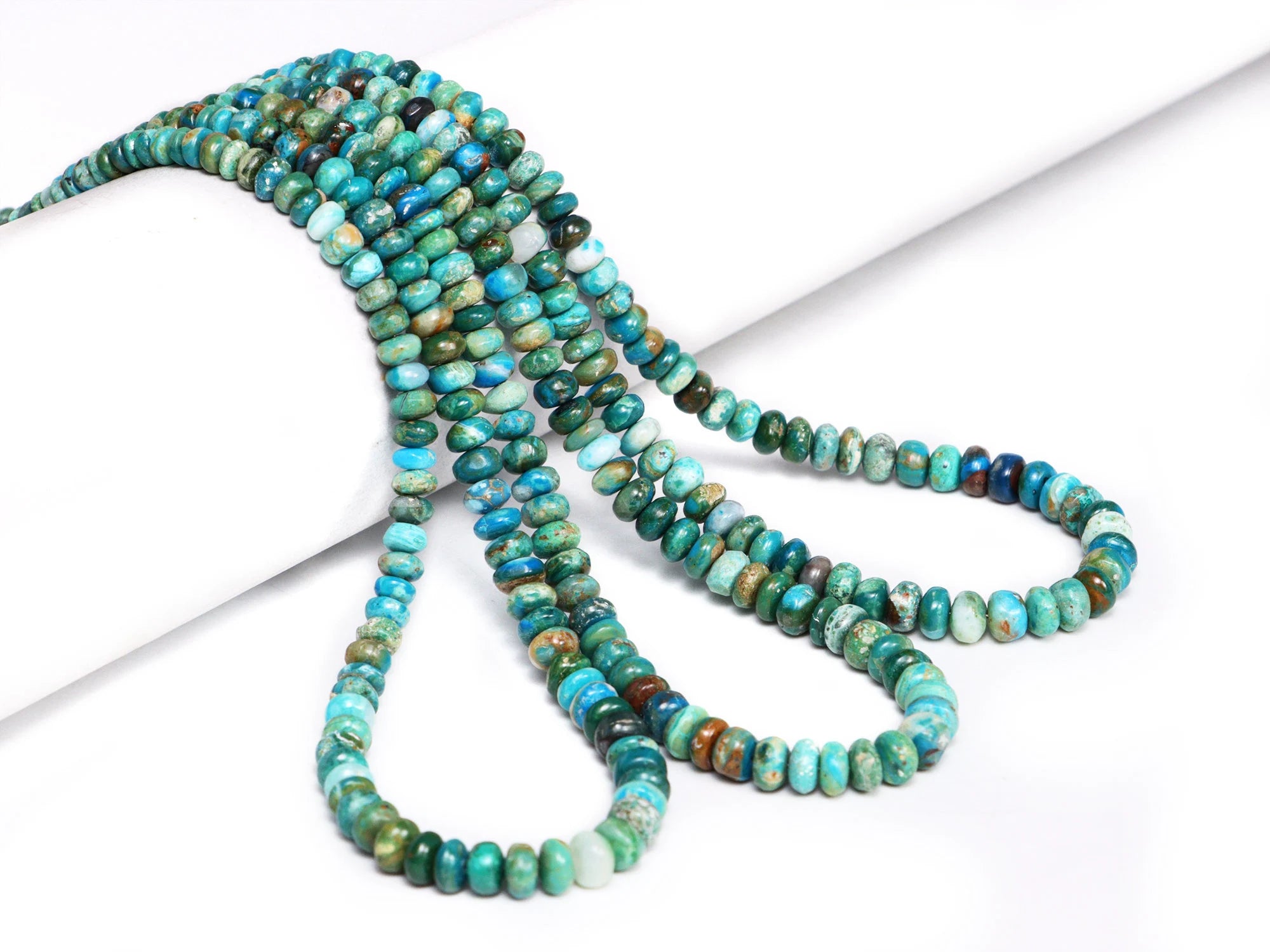 Natural Opalina Chrysocolla Smooth Rondelle Beads, 4 To 6 mm, SKU2166