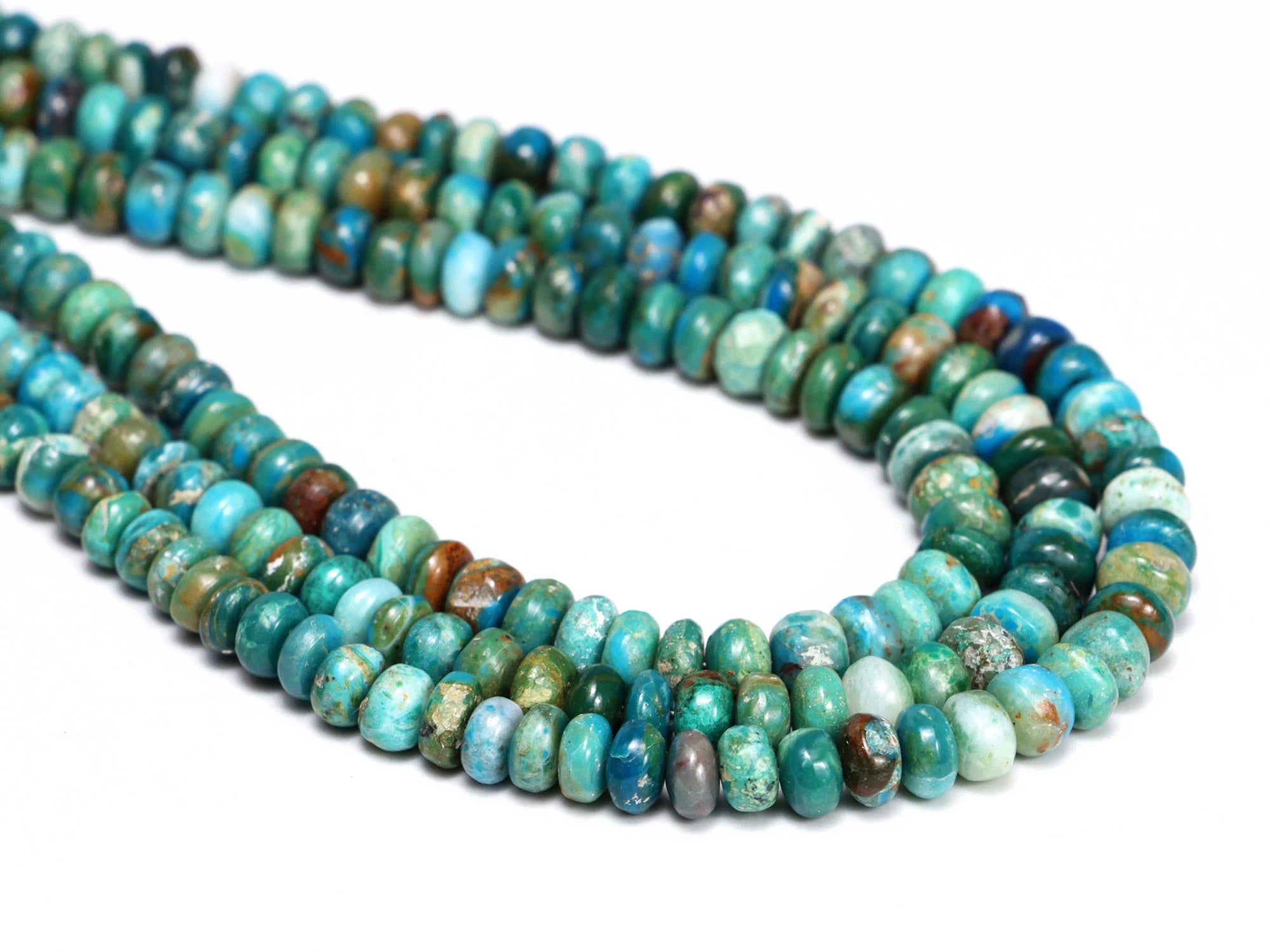 Natural Opalina Chrysocolla Smooth Rondelle Beads, 4 To 6 mm, SKU2166