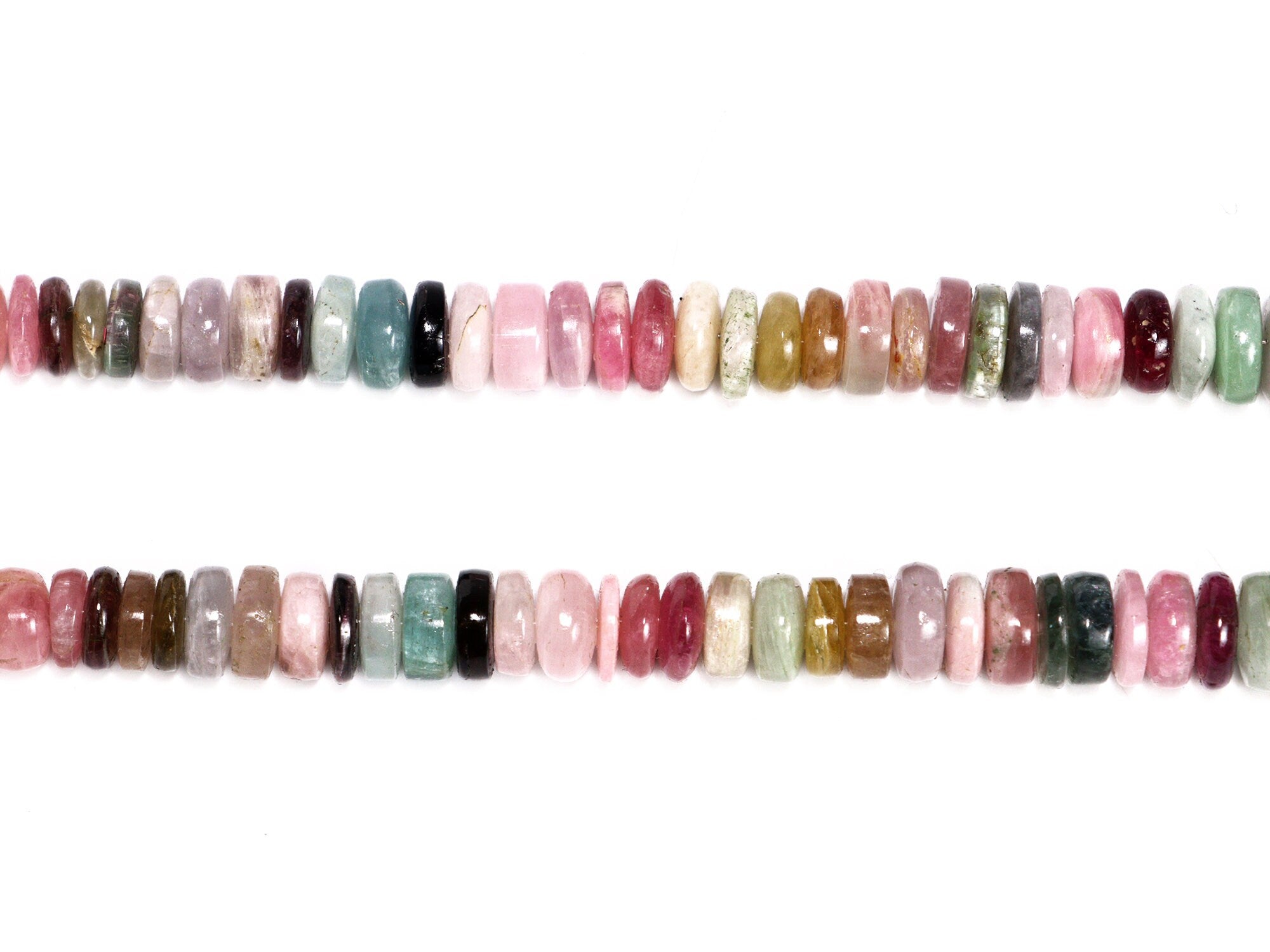 Afghani Multi Tourmaline Smooth Heishi Beads, 6 To 9 mm,