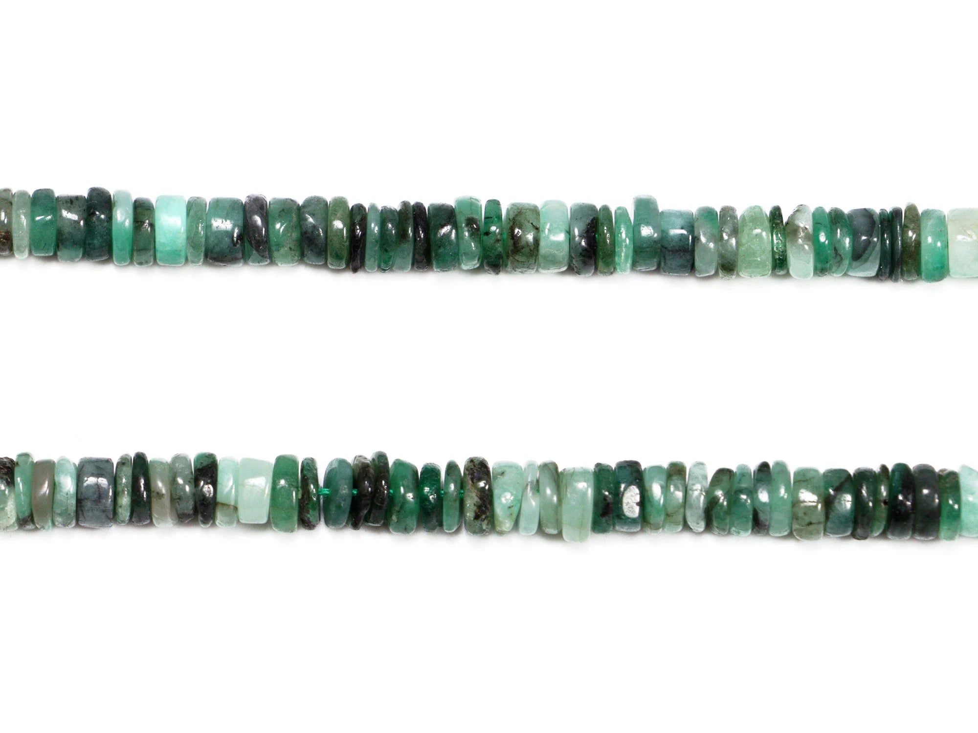 Natural Green Emerald Smooth Heishi Tyre Beads, Unique Gemstone Jewelry, (SKU2170)