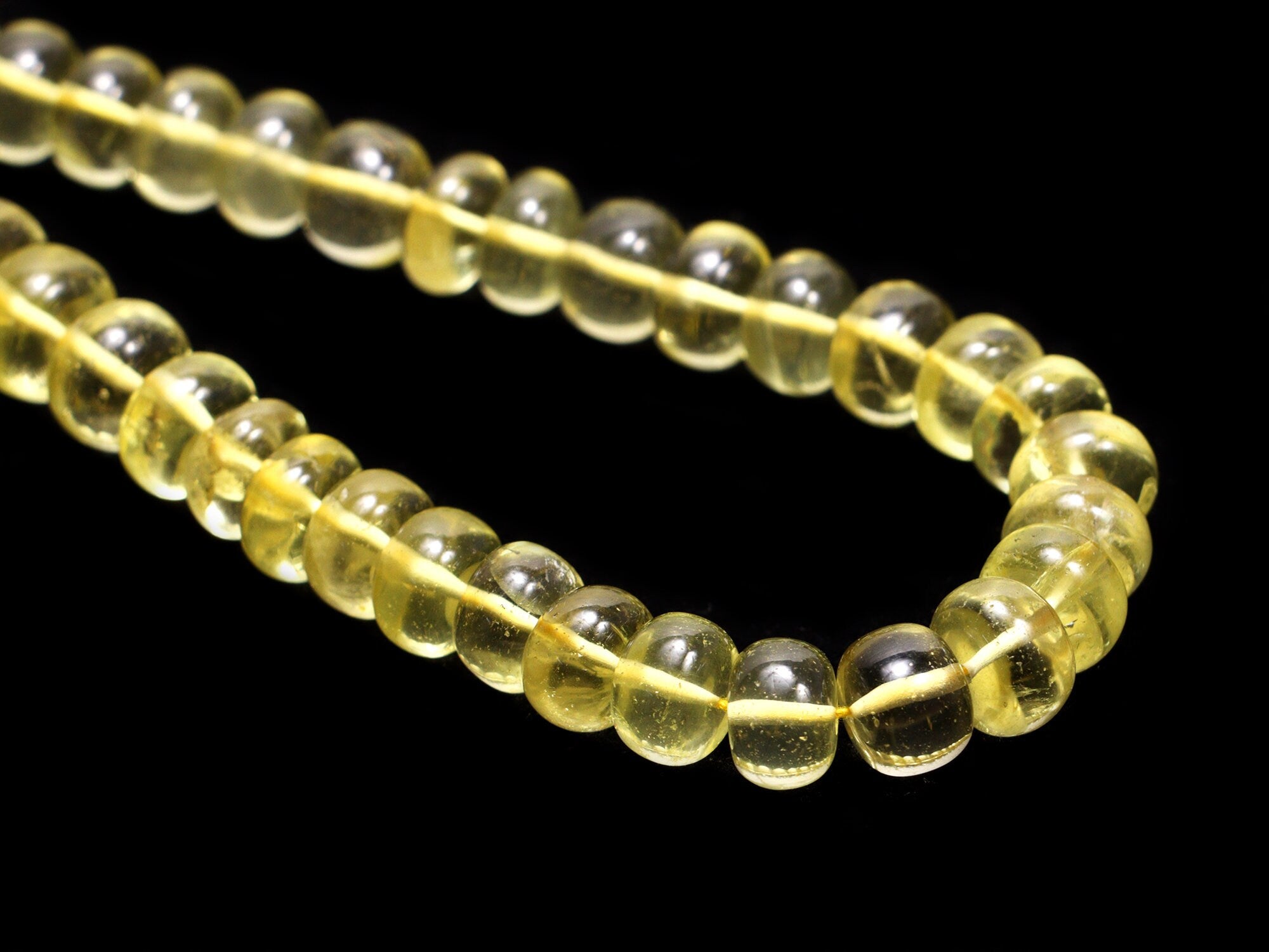 Natural Yellow Lemon Quartz Smooth Rondelle Beads, SKU2174