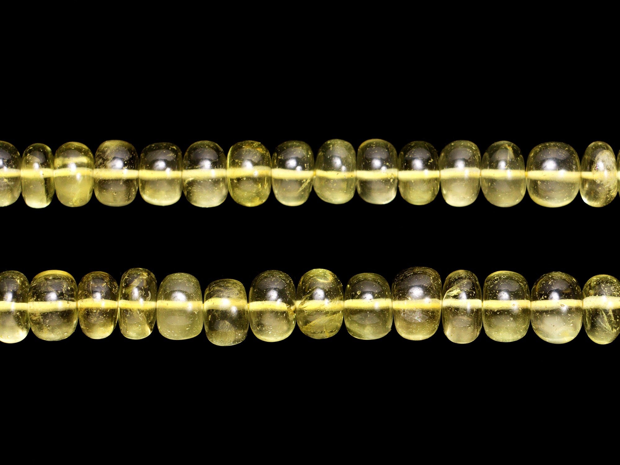Natural Yellow Lemon Quartz Smooth Rondelle Beads, SKU2174