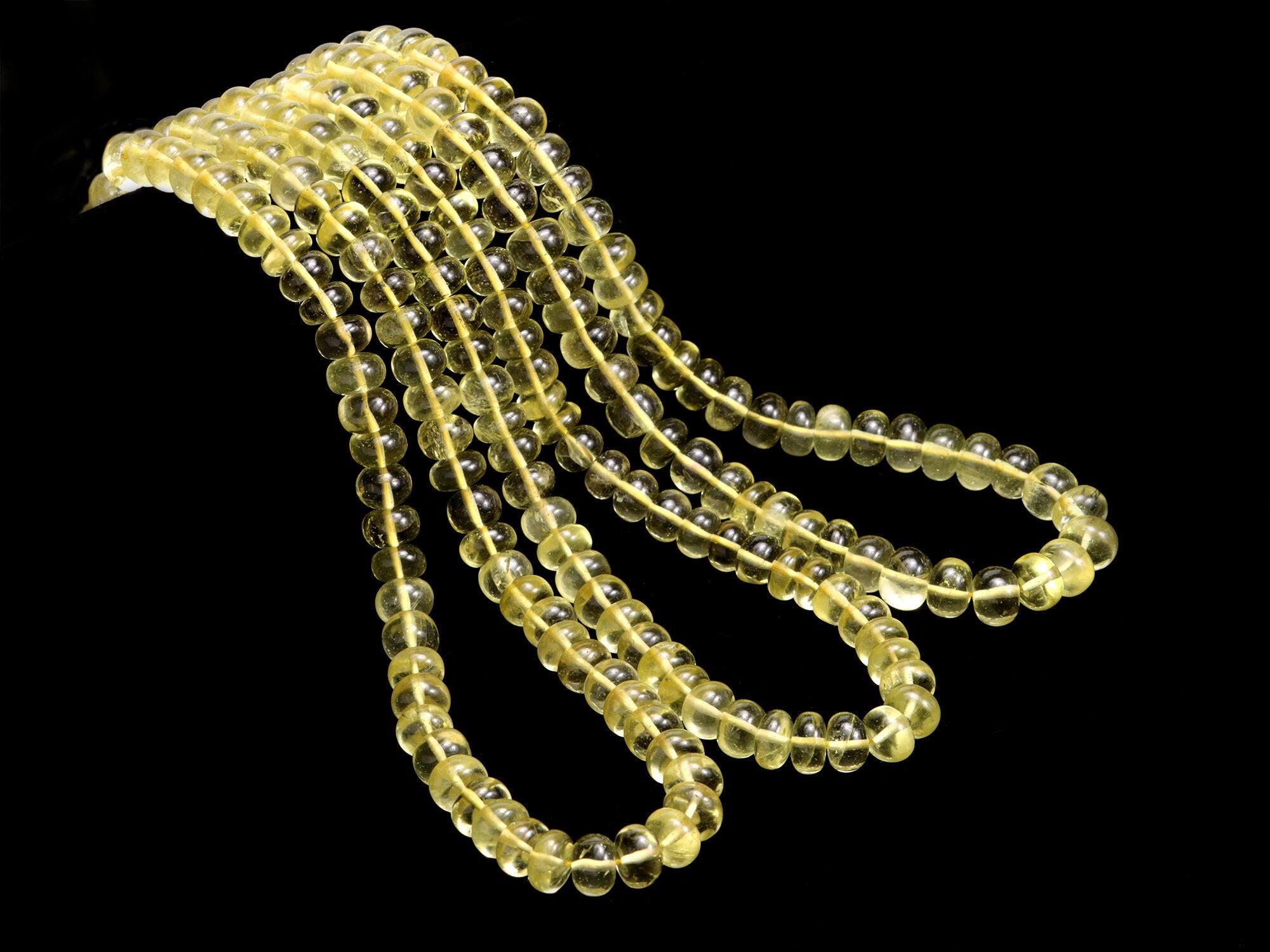 Natural Yellow Lemon Quartz Smooth Rondelle Beads, SKU2174